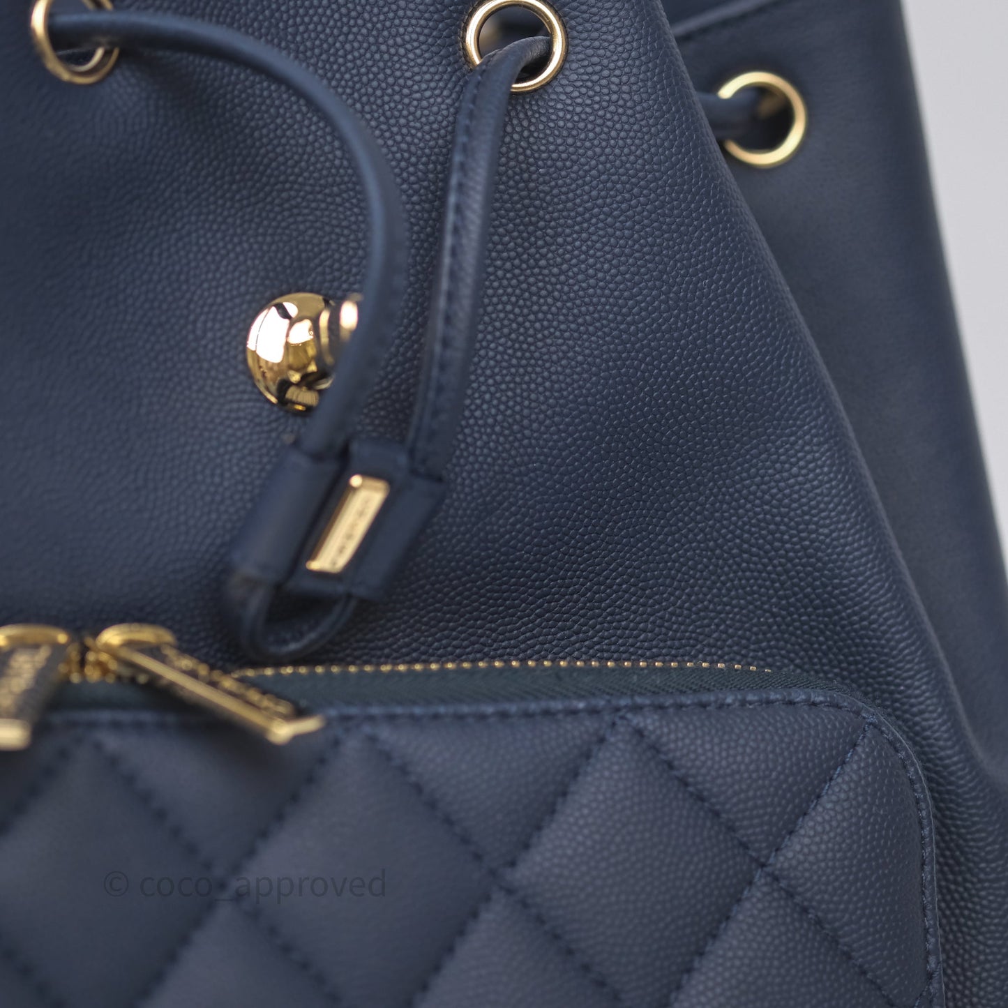 Chanel Quilted Business Affinity Backpack Navy Caviar Gold Hardware