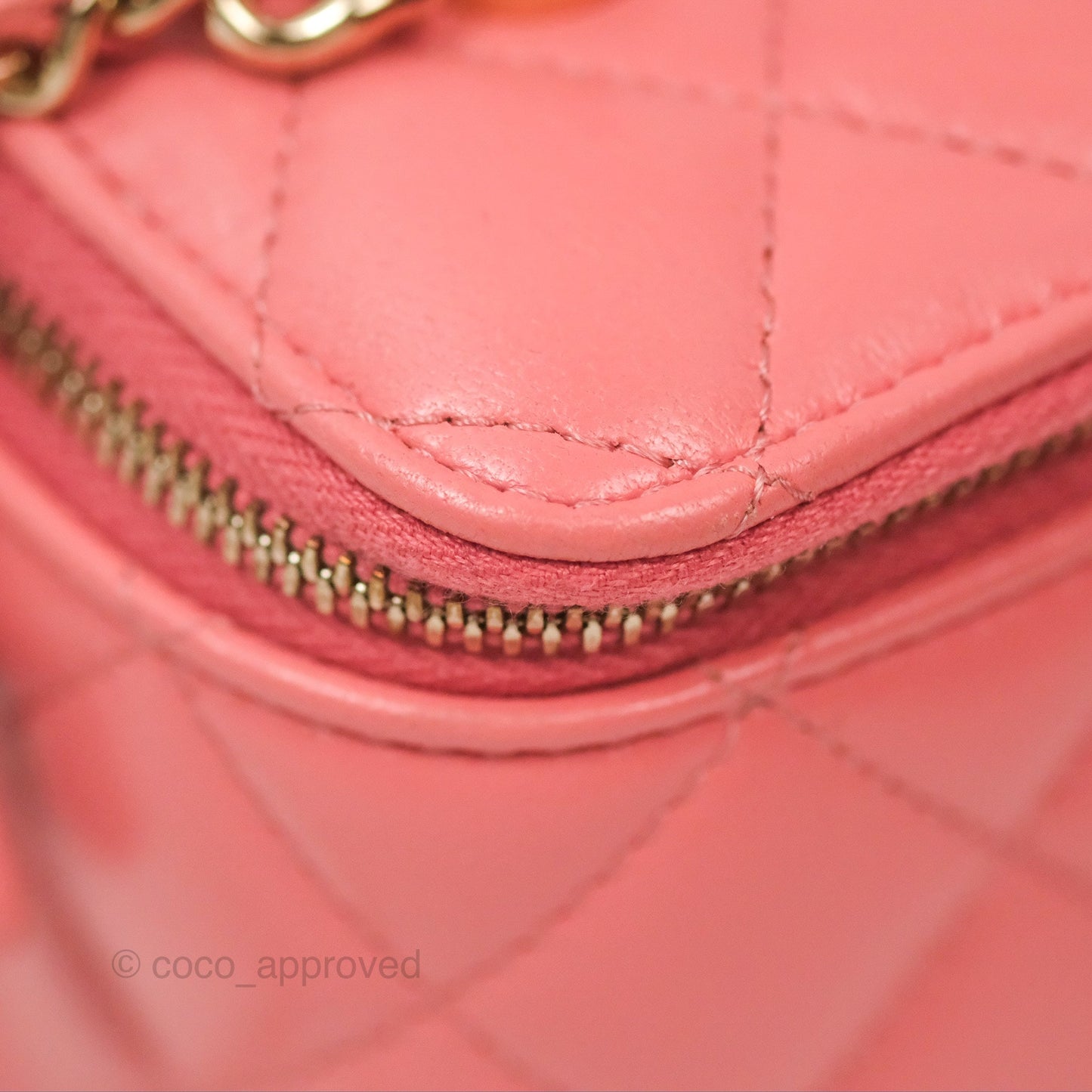 Chanel Vanity Rectangular Top Handle Pink Lambskin Gold Hardware