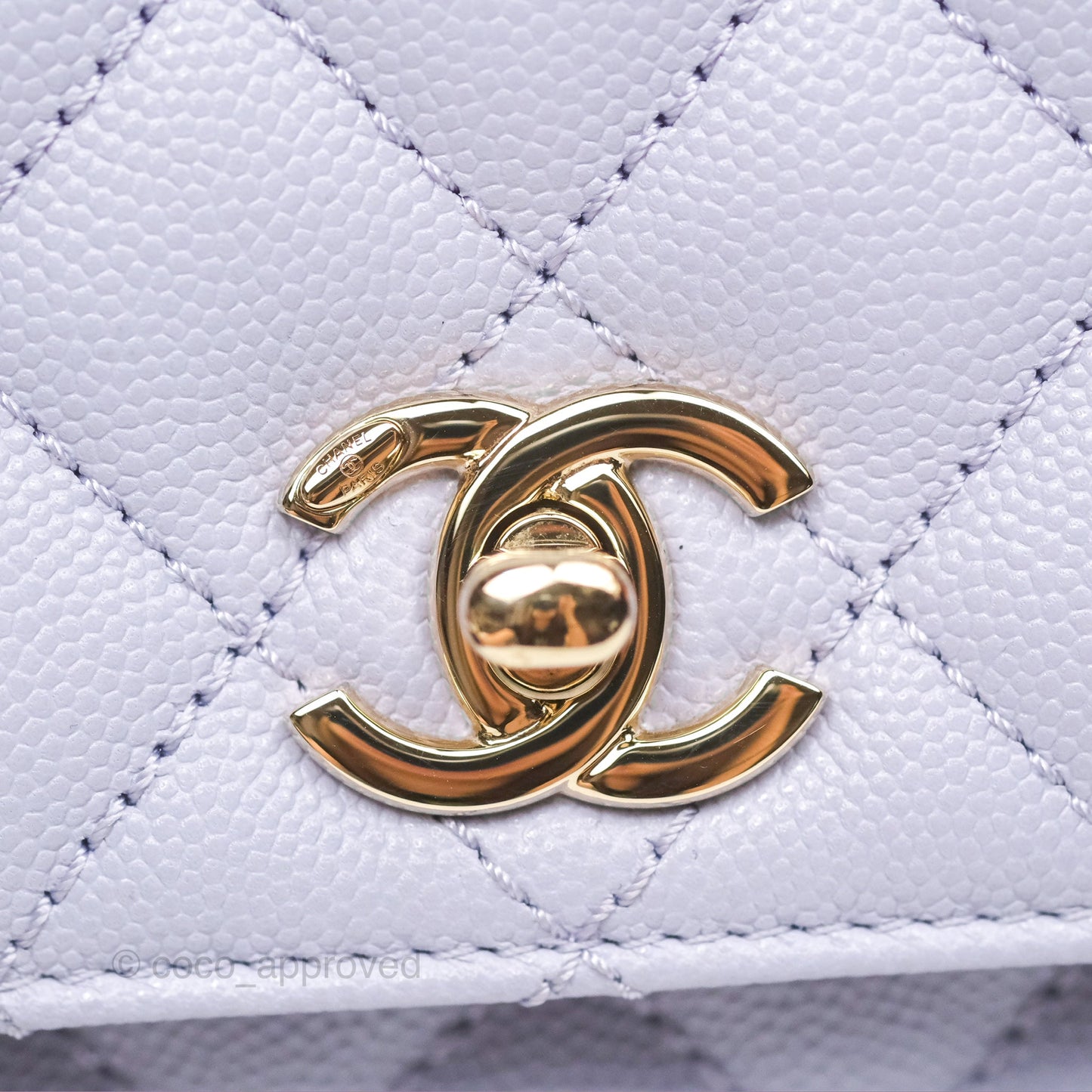 Chanel Small Coco Handle Quilted Lilac Caviar Gold Hardware