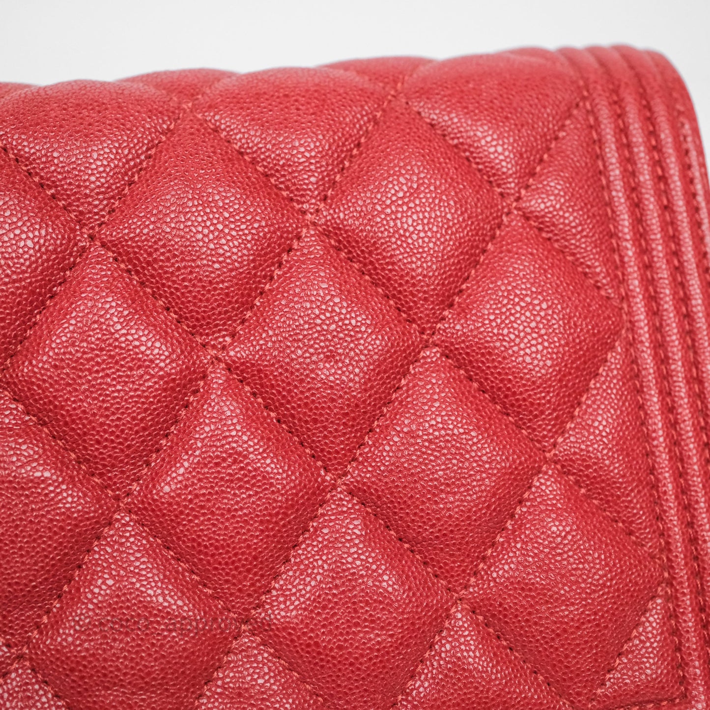 Chanel Boy Wallet on Chain WOC Red Caviar Aged Gold Hardware