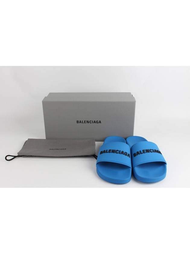 Luxury Balenciaga logo slippers blue 40 250