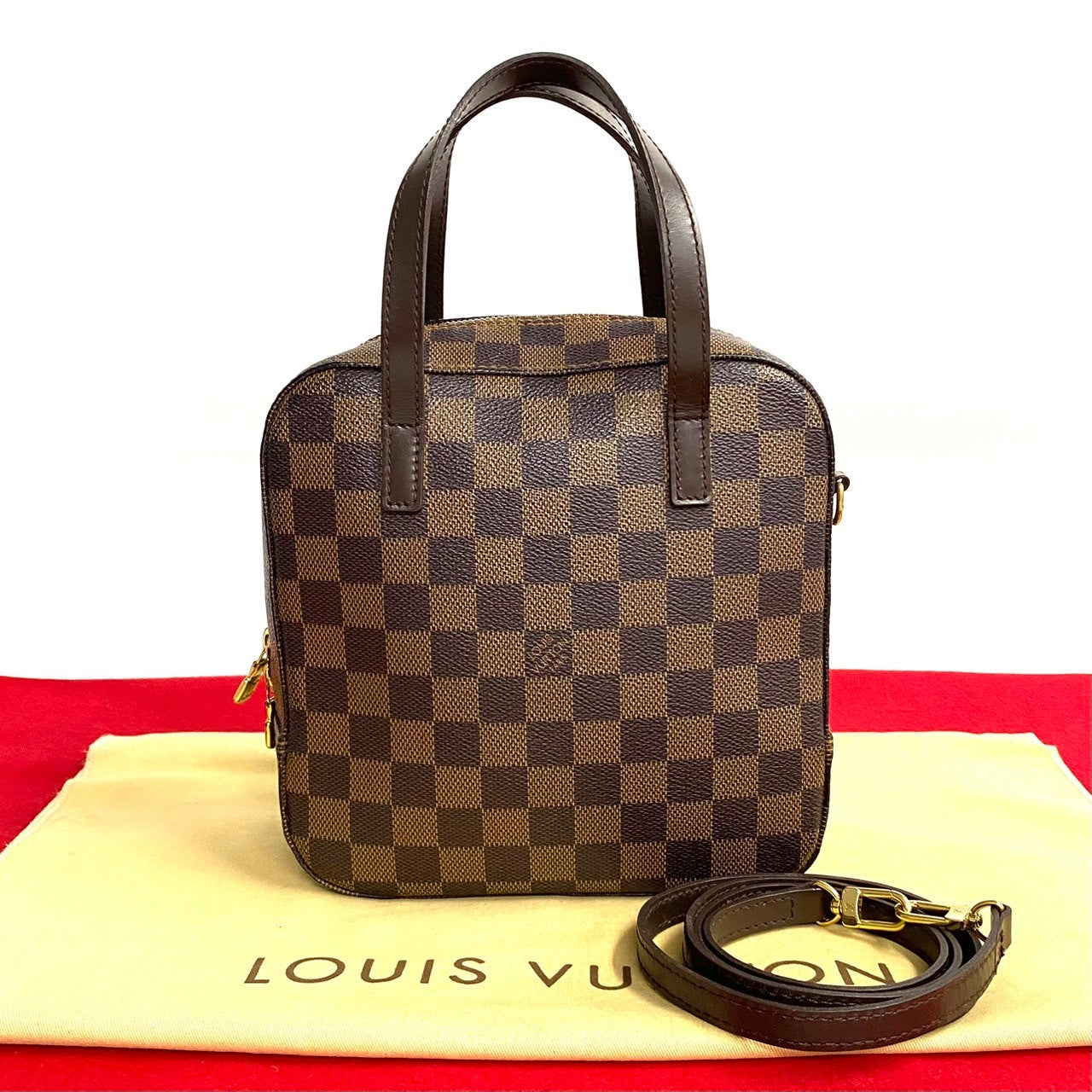 LOUIS VUITTON Shoulder Bag leather Brown Damier Spontini