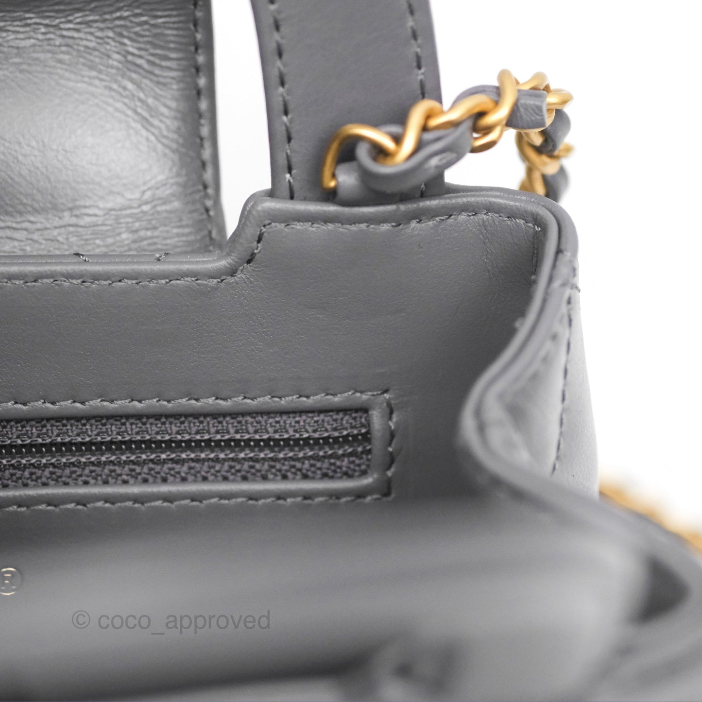 Chanel Kelly Bag Quilted Grey Shiny Calfskin Aged Gold Hardware