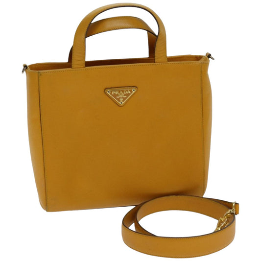 Luxury PradaHand Bag Safiano leather 2way Orange 76420
