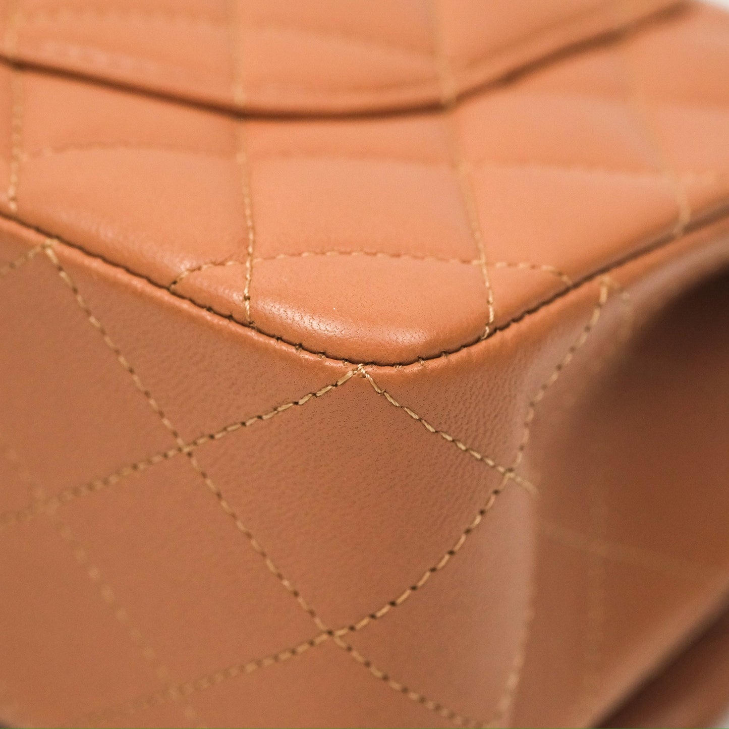 Chanel Small Quilted Classic Flap Dark Caramel Beige Lambskin Gold Hardware