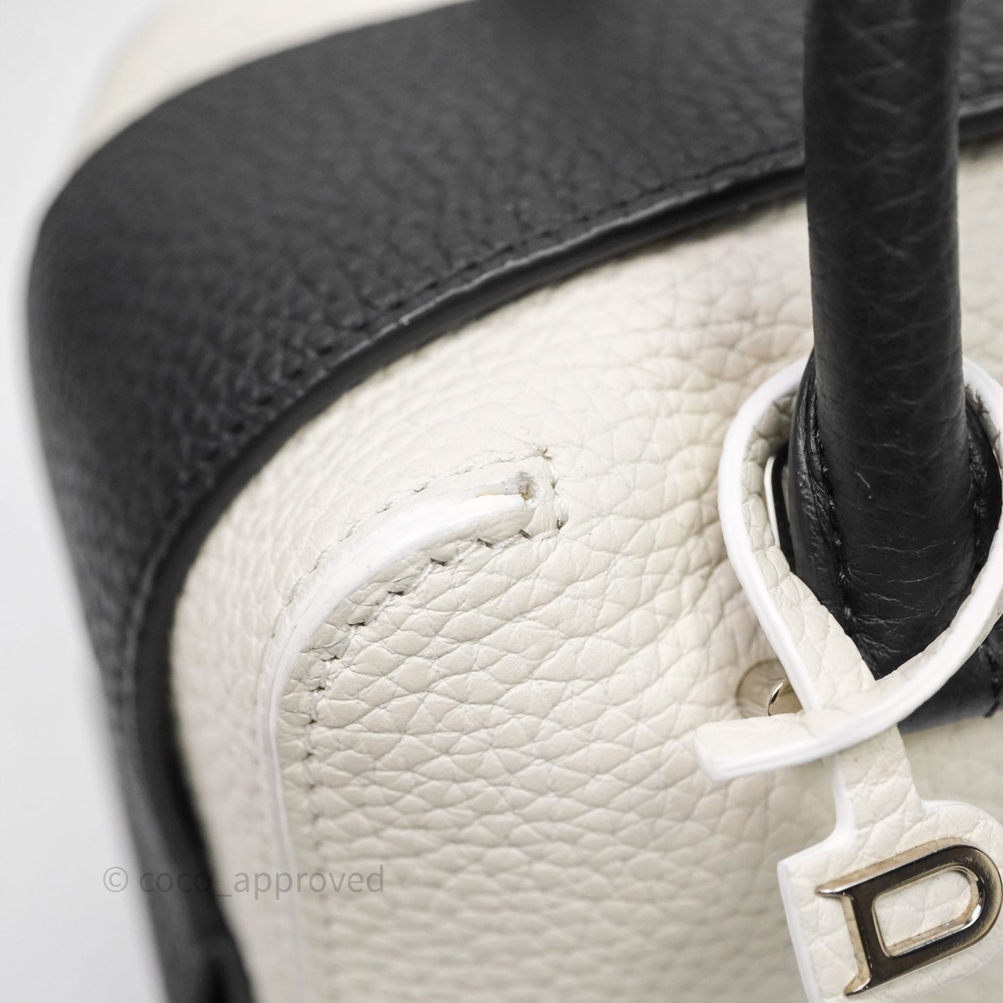 Delvaux Cool Box Mini Taurillon Soft Grained White/Black Calfskin Silver Hardware