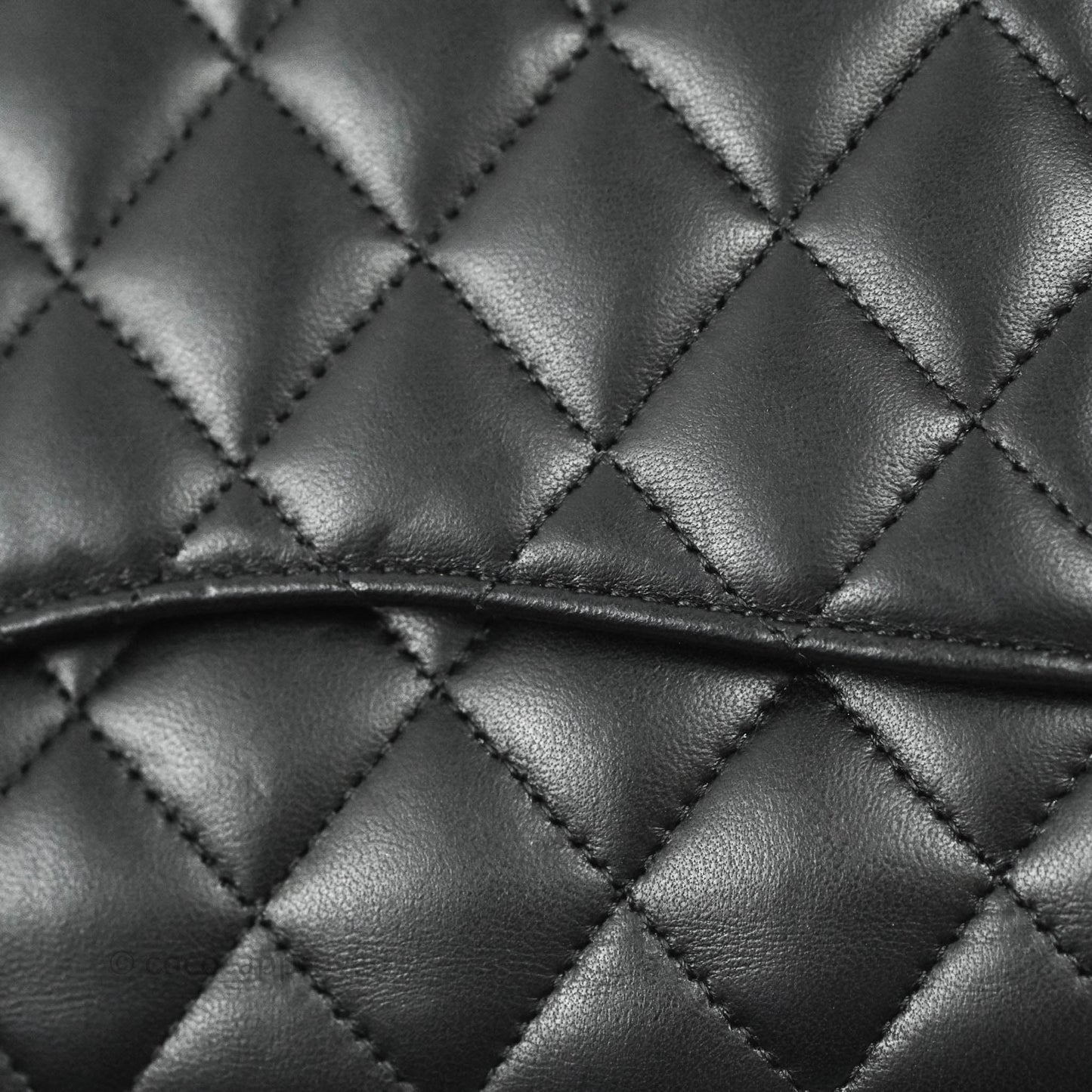 Chanel Classic M/L Medium Double Flap Black Lambskin Silver Hardware