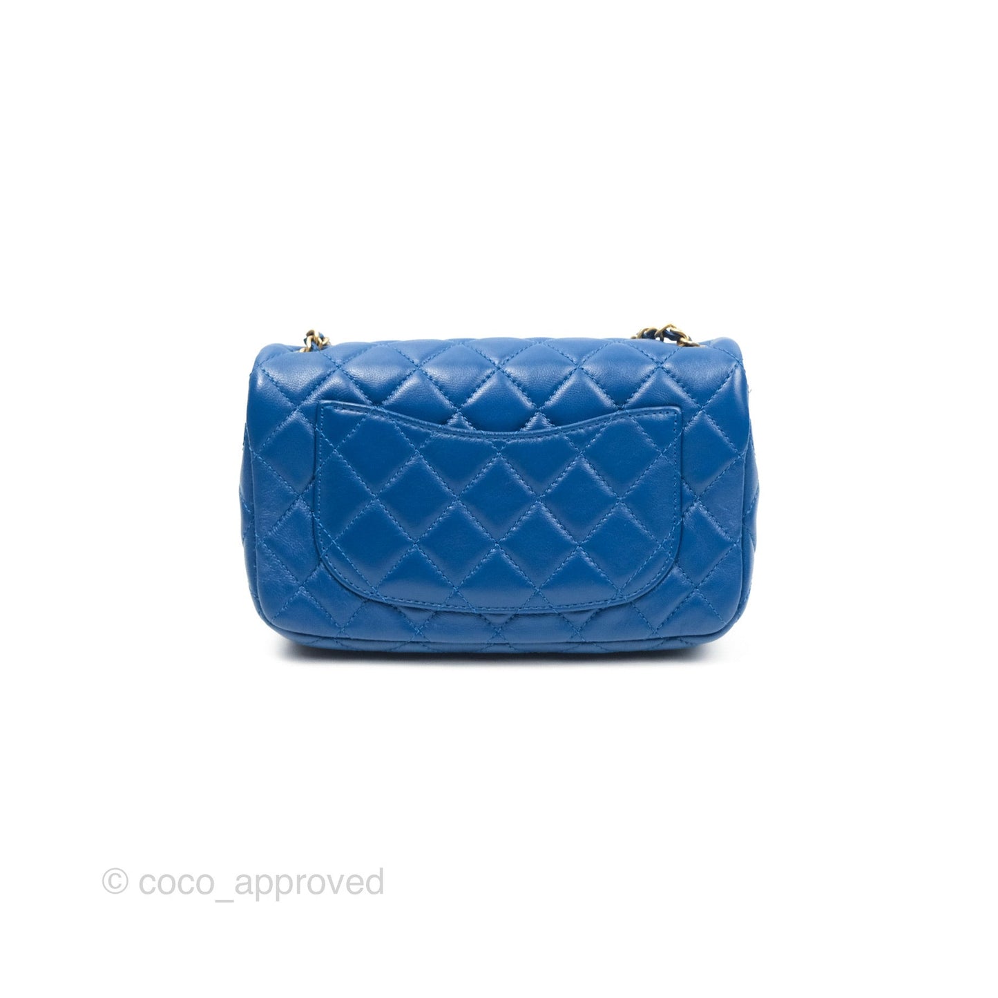 Chanel Pearl Crush Mini Rectangular Blue Lambskin Aged Gold Hardware