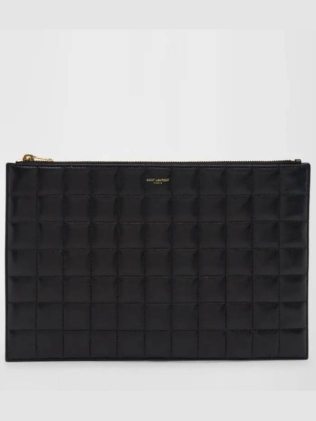 Luxury Saint Laurent Quilted Leather Card Wallet Black