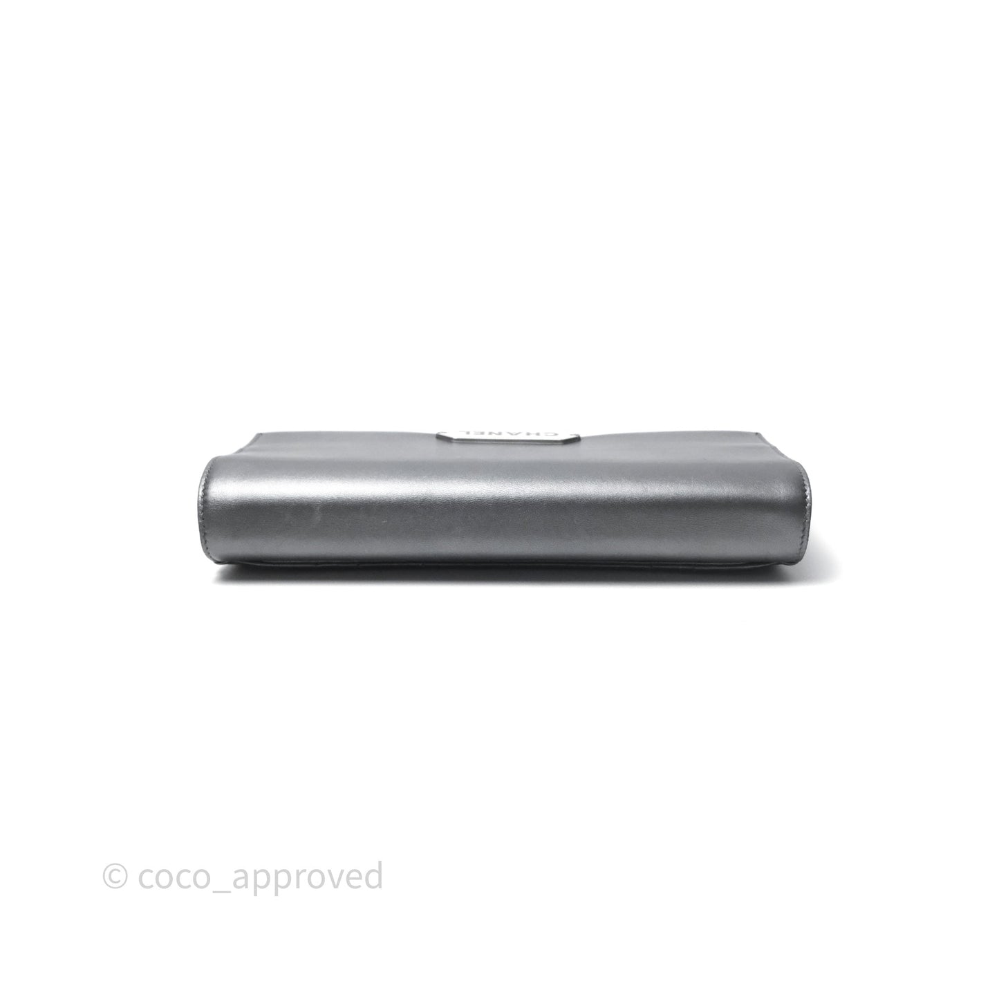 Chanel Clutch with Chain Metallic Dark Grey Silver Hardware