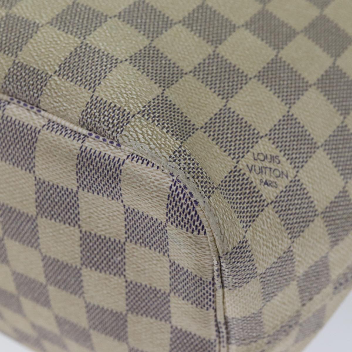 LOUIS VUITTON Damier Azur Neverfull MM Tote Bag N41605 LV 76492