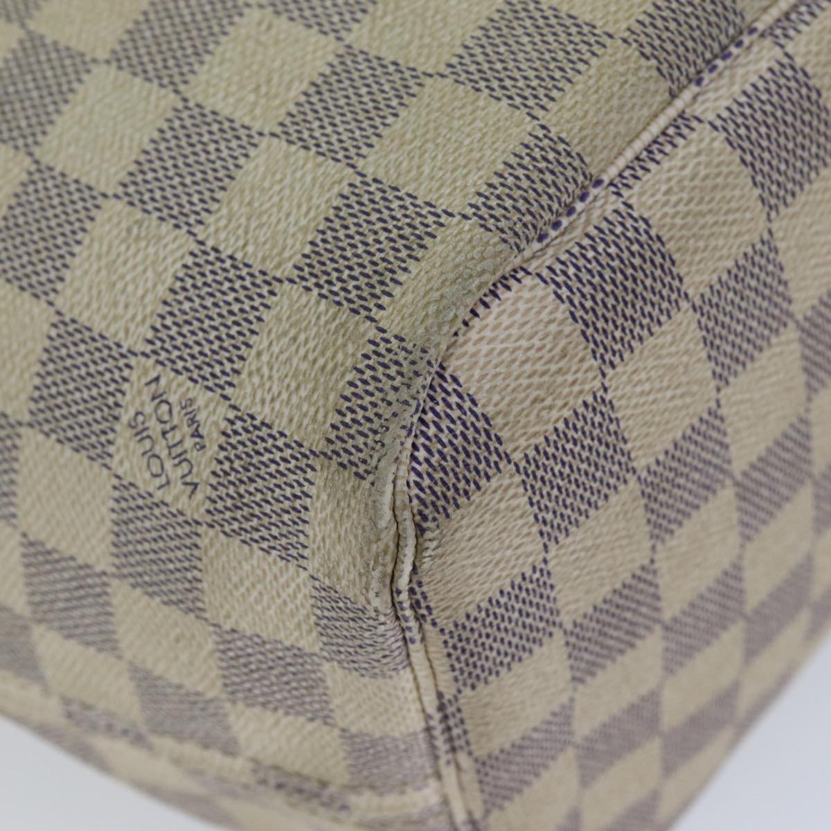 LOUIS VUITTON Damier Azur Neverfull MM Tote Bag N41605 LV 76492