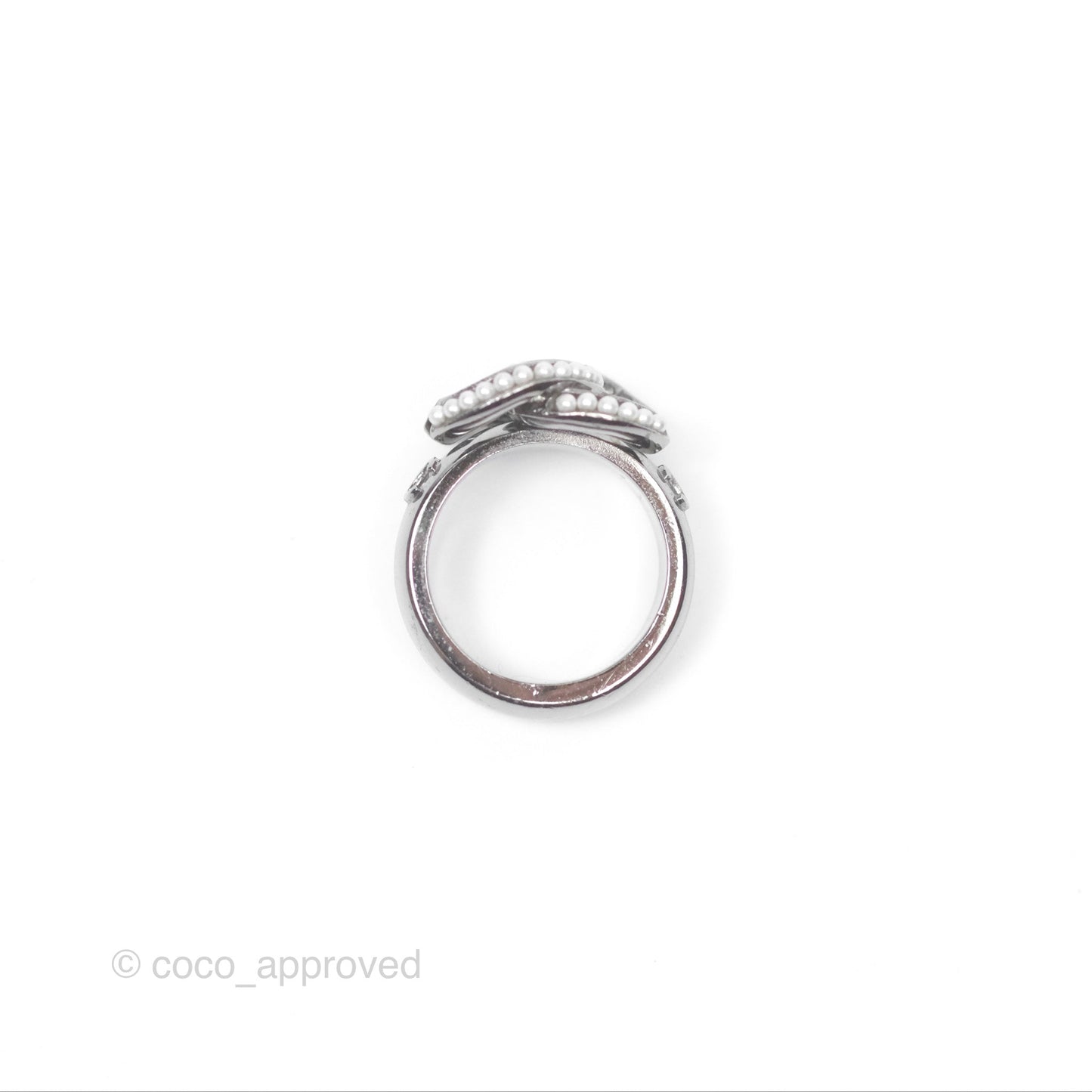 Chanel CC Ring Brushed Silver Tone 10A