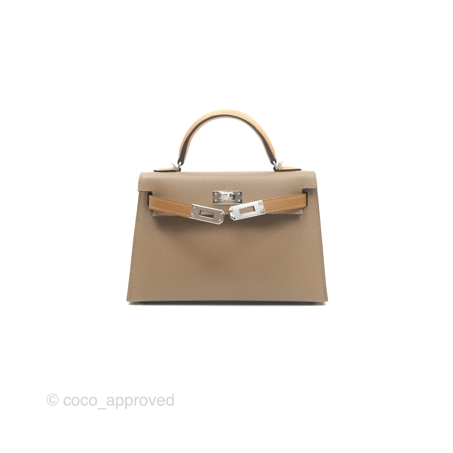 Hermès Mini Kelly II Etoupe 18/Alezan 3G/Biscuit 48 Epsom Palladium Hardware