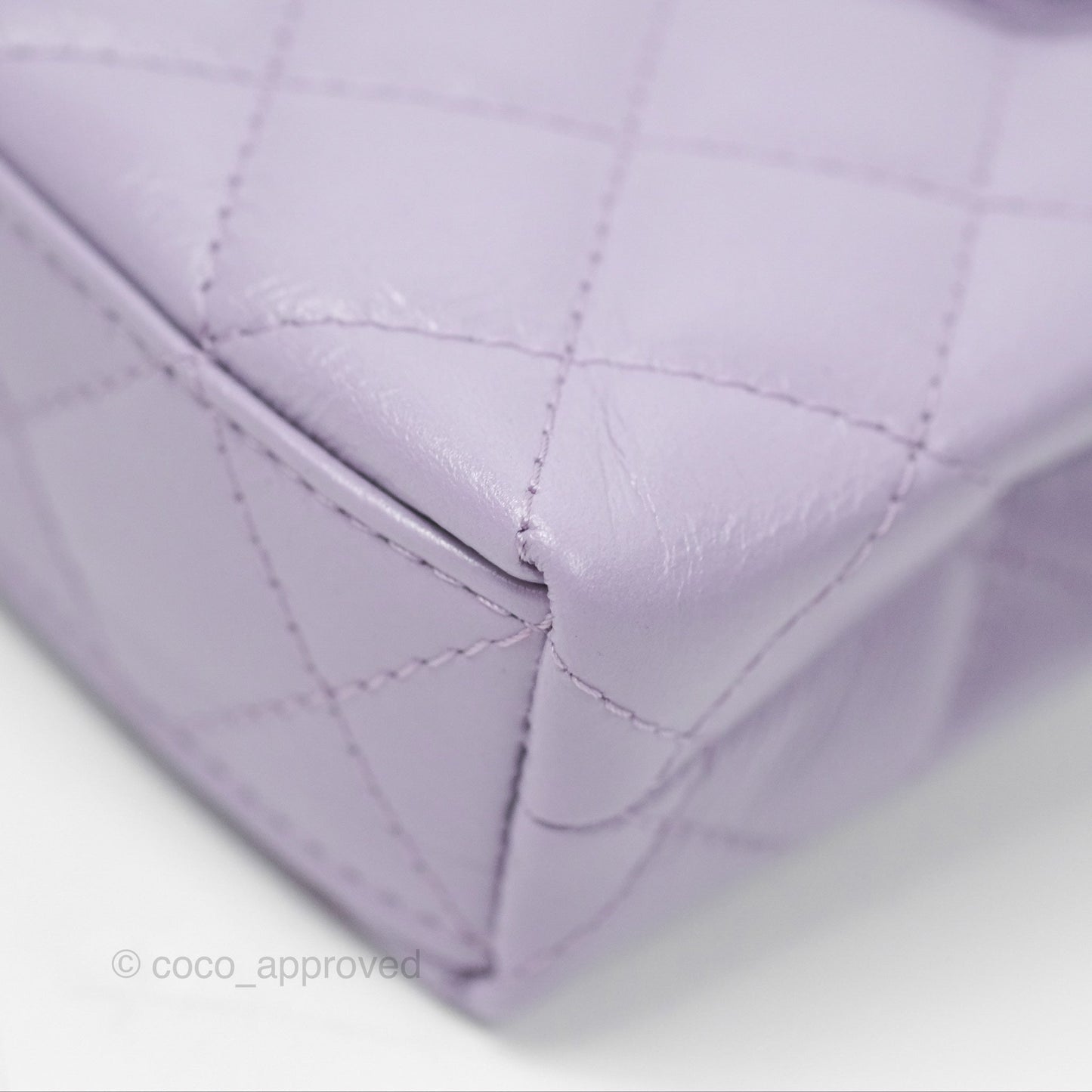 Chanel Mini Nano Kelly Bag Purple Shiny Calfskin Aged Gold Hardware