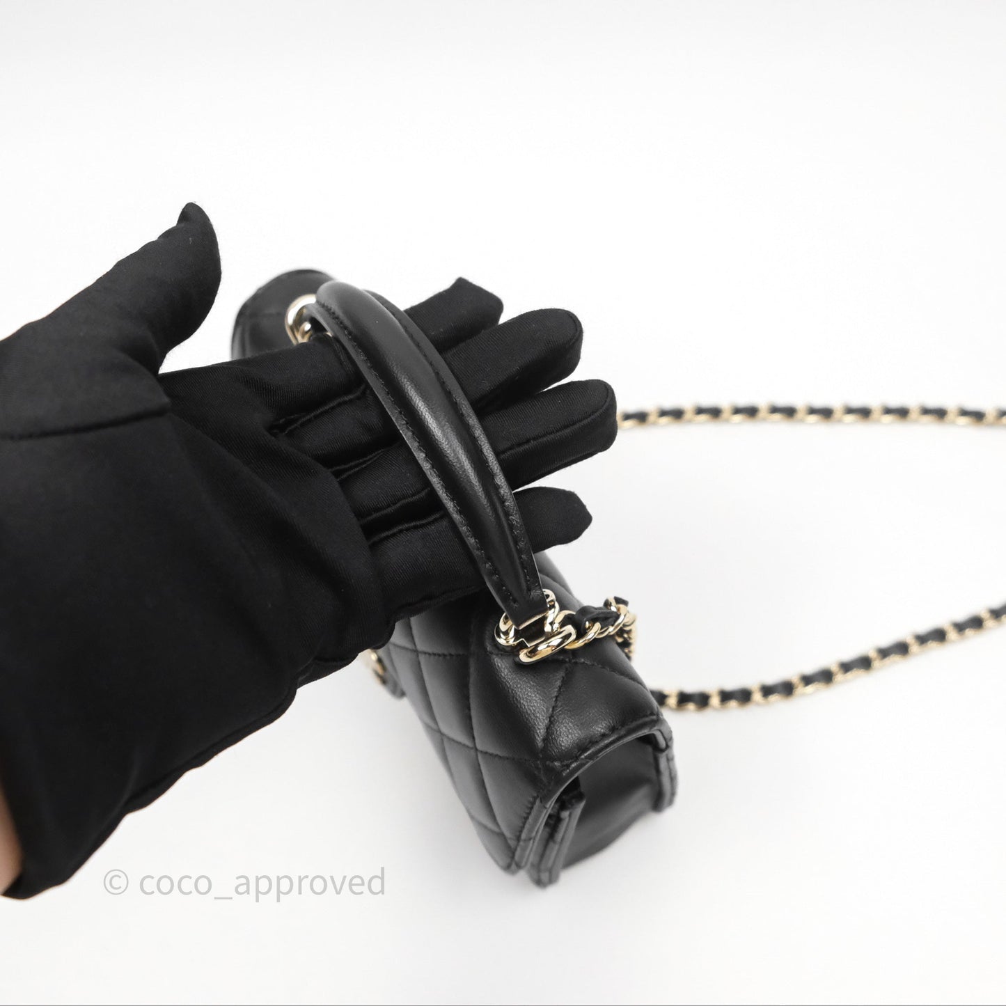 Chanel Top Handle Mini WOC Black Lambskin Gold Hardware