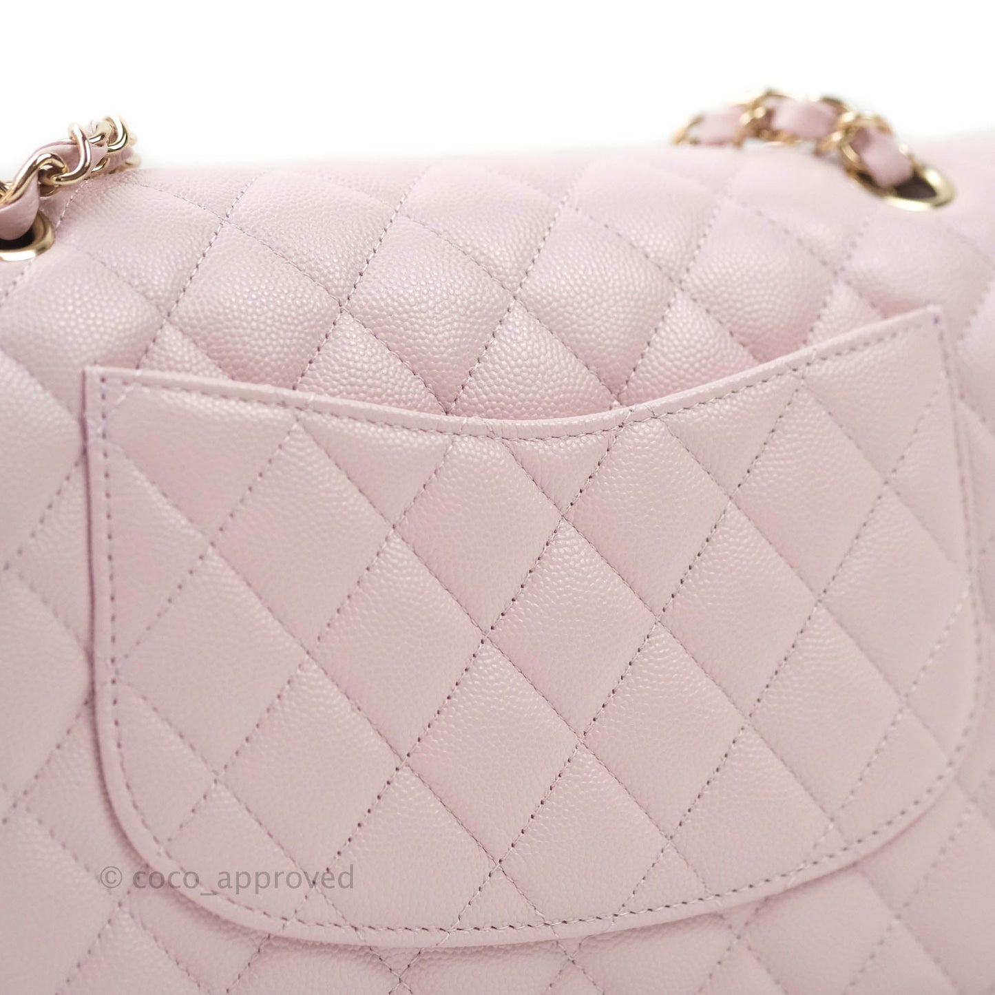 Chanel M/L Medium Double Flap Bag Lilac Rose Clair Caviar Gold Hardware 21S