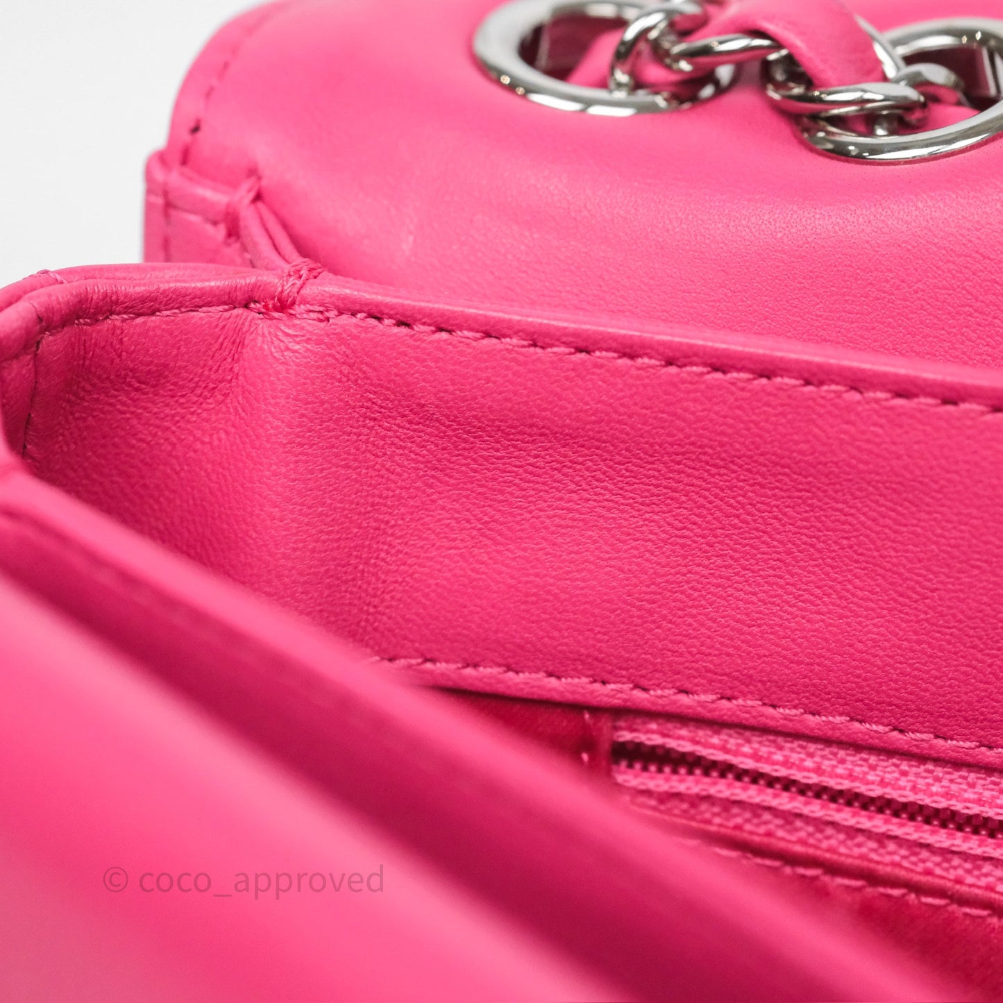 Chanel Stitched Double Flap Bag Pink Calfskin Silver Hardware