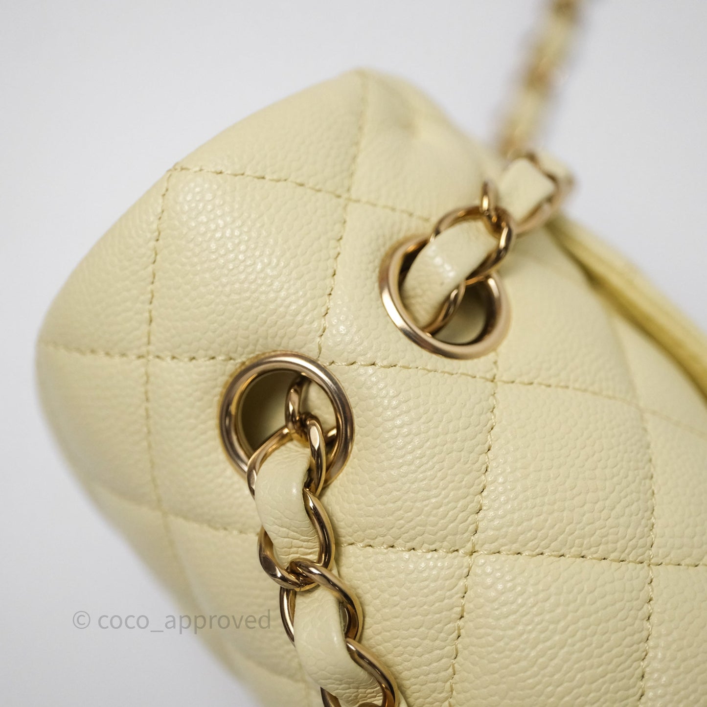 Chanel Small Classic Quilted Flap Yellow Caviar Gold Hardware