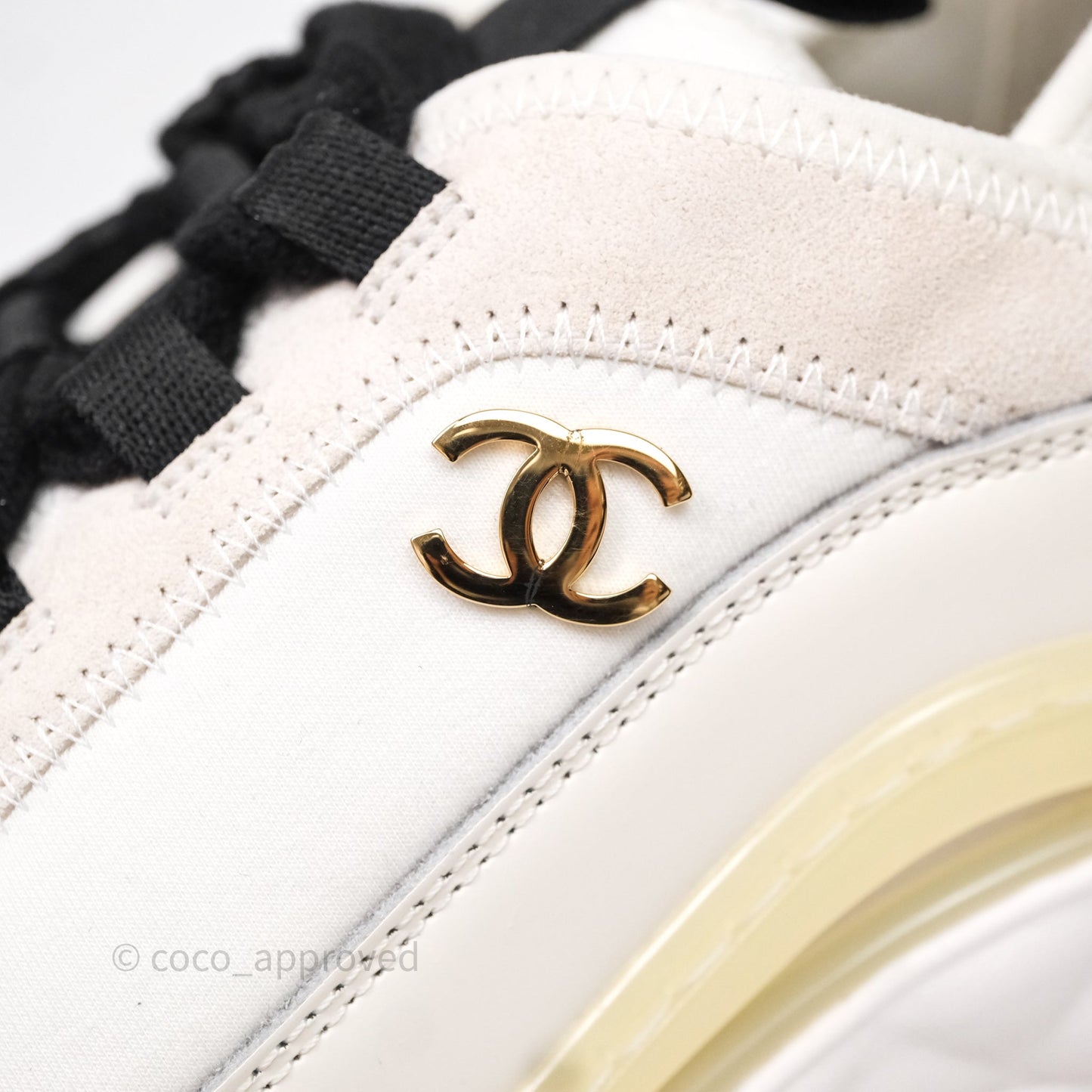 Chanel CC Sneakers Cream Black Size 37.5