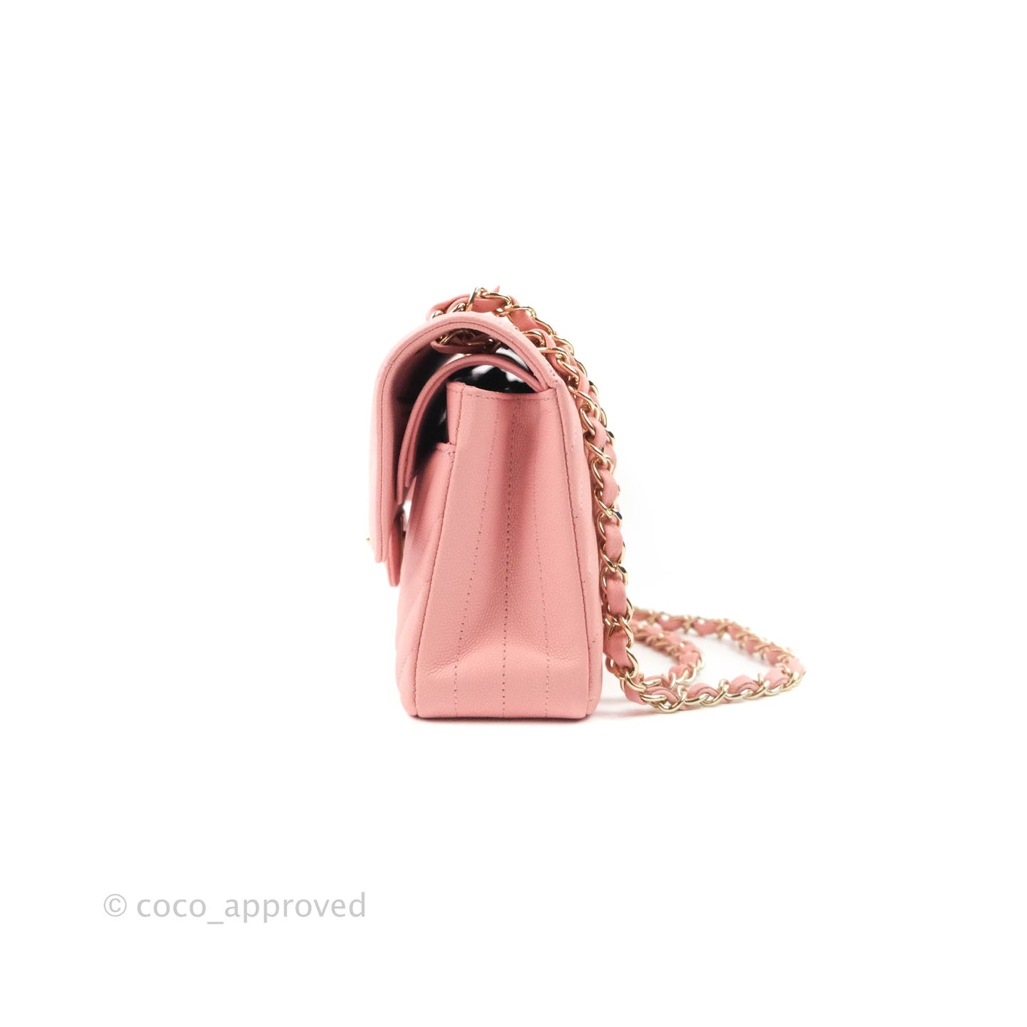 Chanel Classic Chevron S/M Small Double Flap Pink Matte Caviar Gold Hardware