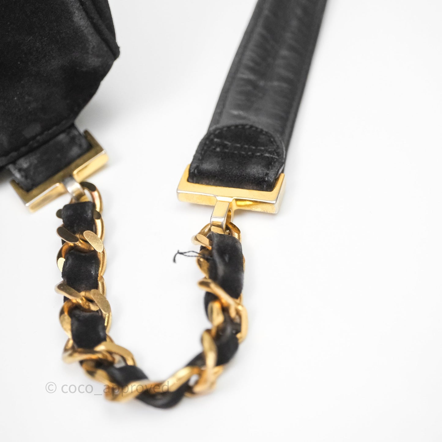 Chanel Vintage Quilted Suede CC Backpack Black Gold Hardware