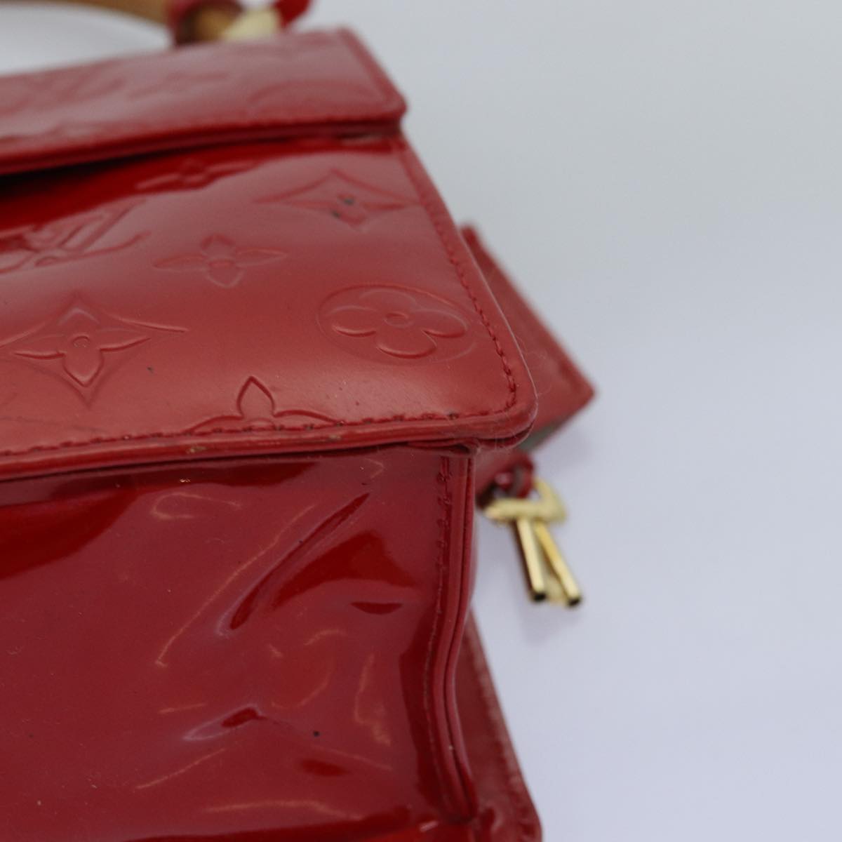 LOUIS VUITTON Monogram Vernis Spring Street Hand Bag Red M91135 LV 76599
