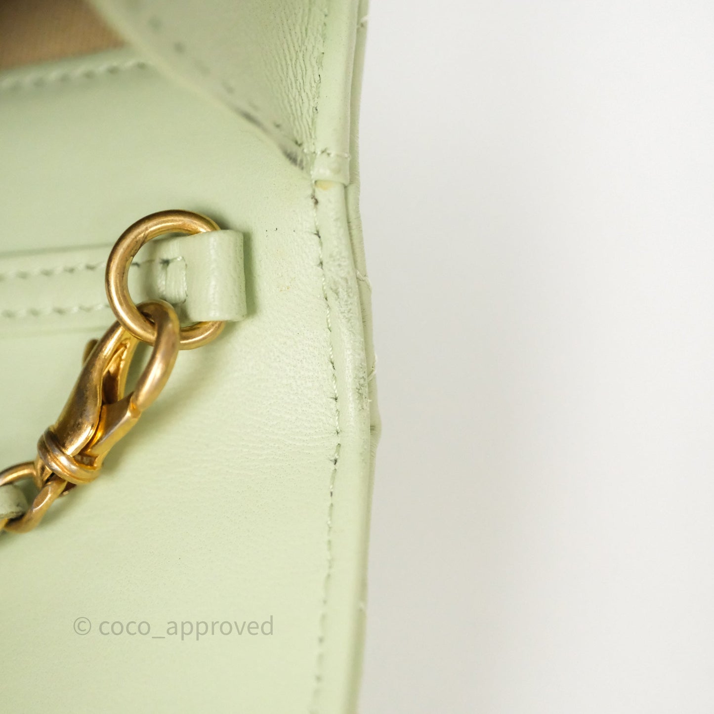 Chanel Pearl Crush Mini Clutch Belt Bag Green Lambskin Aged Gold Hardware