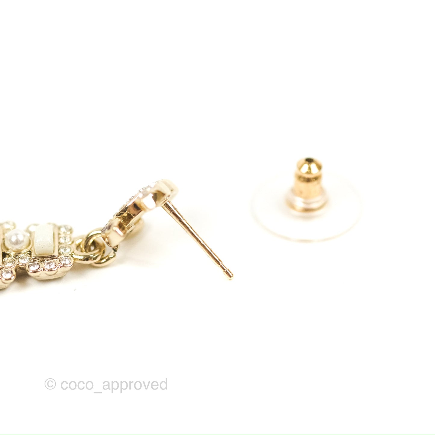 Chanel CC Crystal Perfume Bottle Earrings Gold Tone 21K