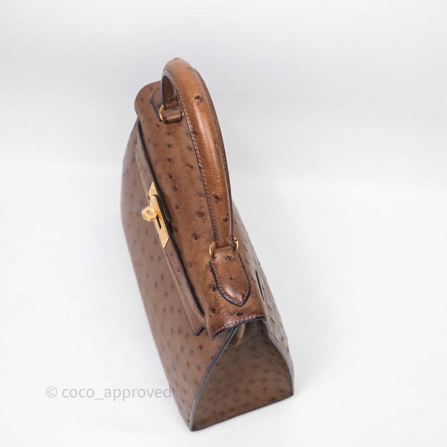 Hermès Kelly 28 Chocolate Ostrish Sellier Gold Hardware
