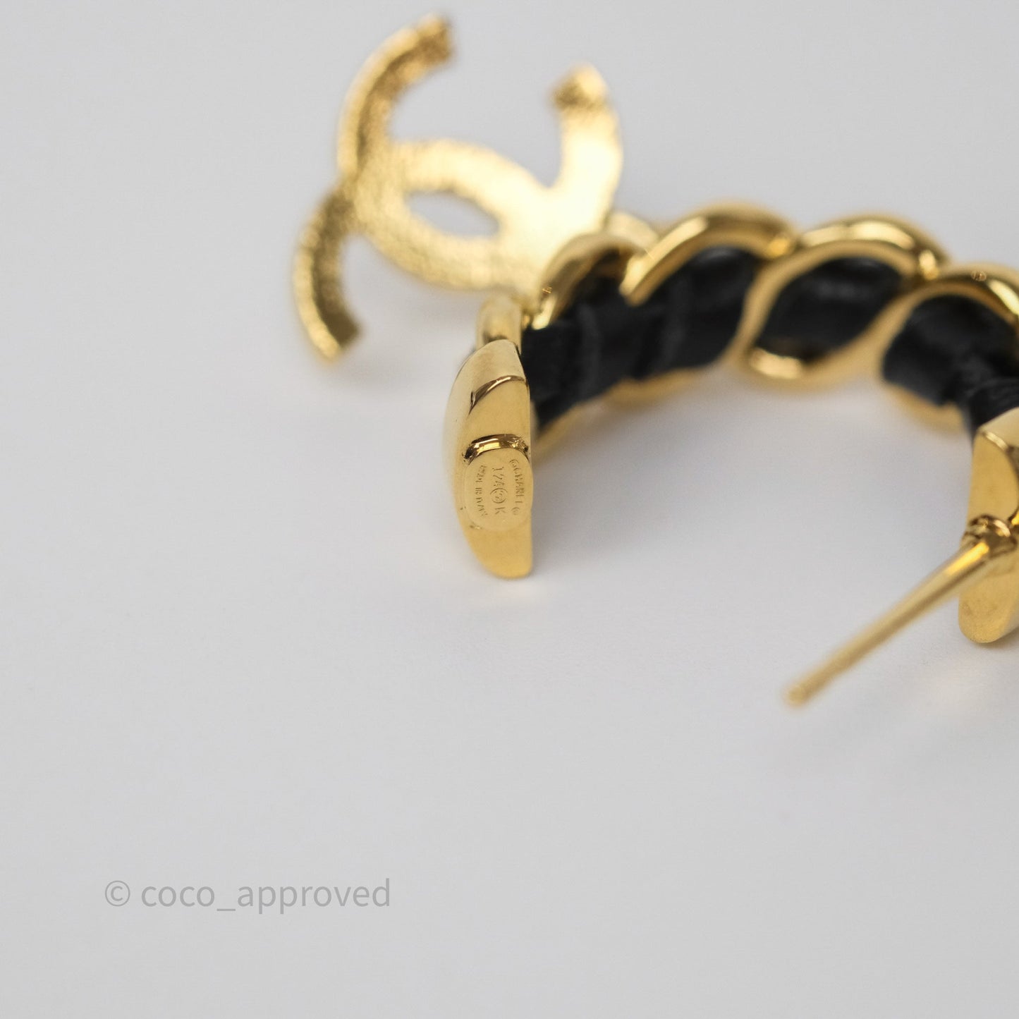 Chanel Braided Drop CC Hoop Earrings 24K