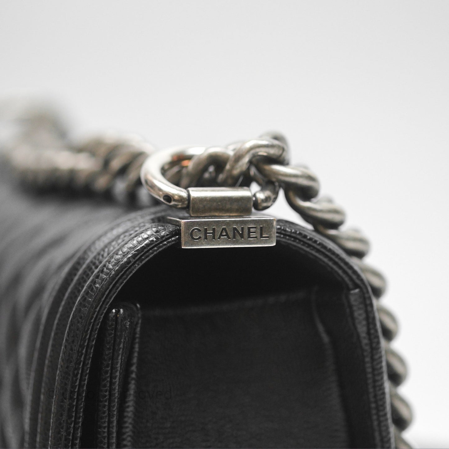 Chanel Quilted Medium Boy Black Caviar Ruthenium Hardware