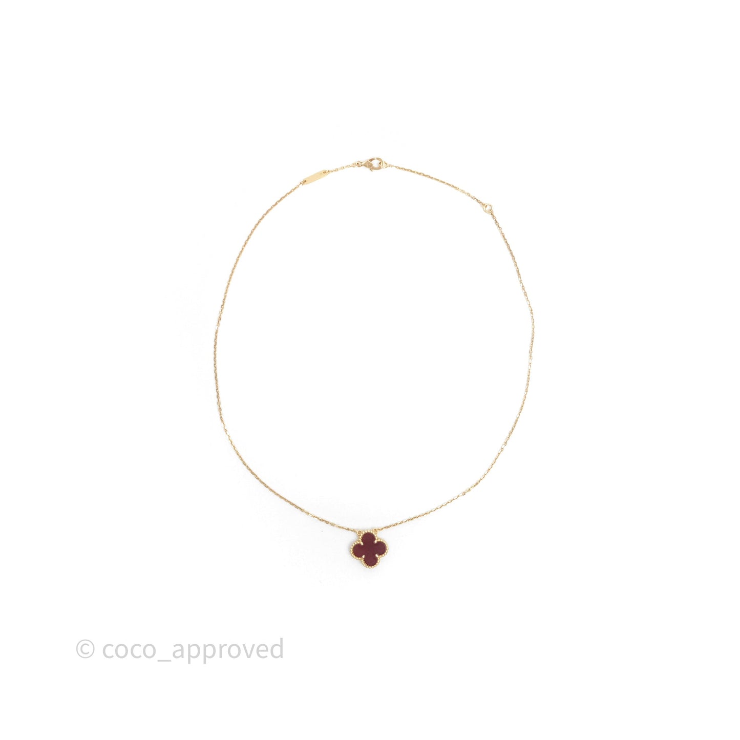 Van Cleef & Arpels Vintage Alhambra Pendant Red Carnelian Yellow Gold
