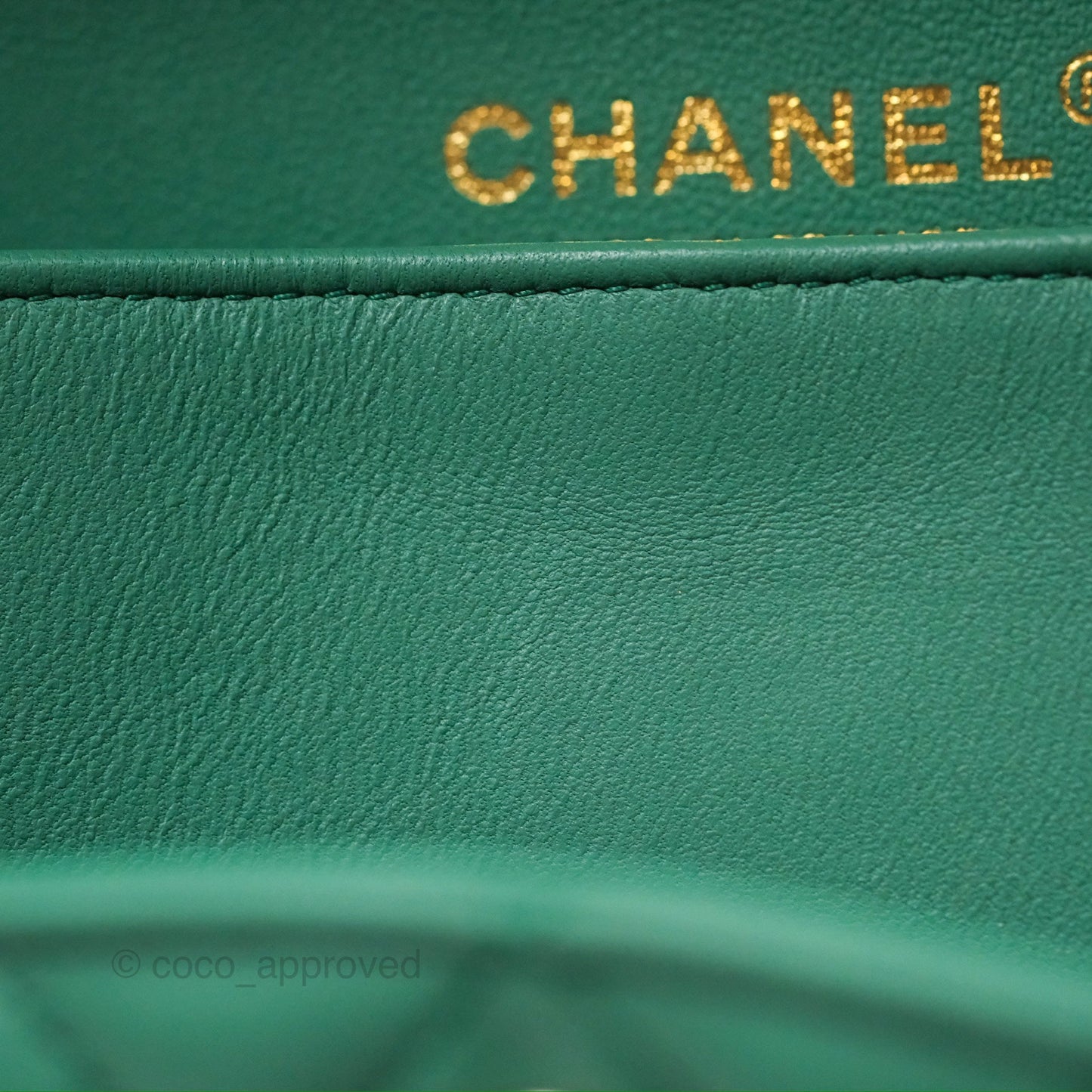 Chanel Small S/M Classic Flap Green Lambskin Gold Hardware