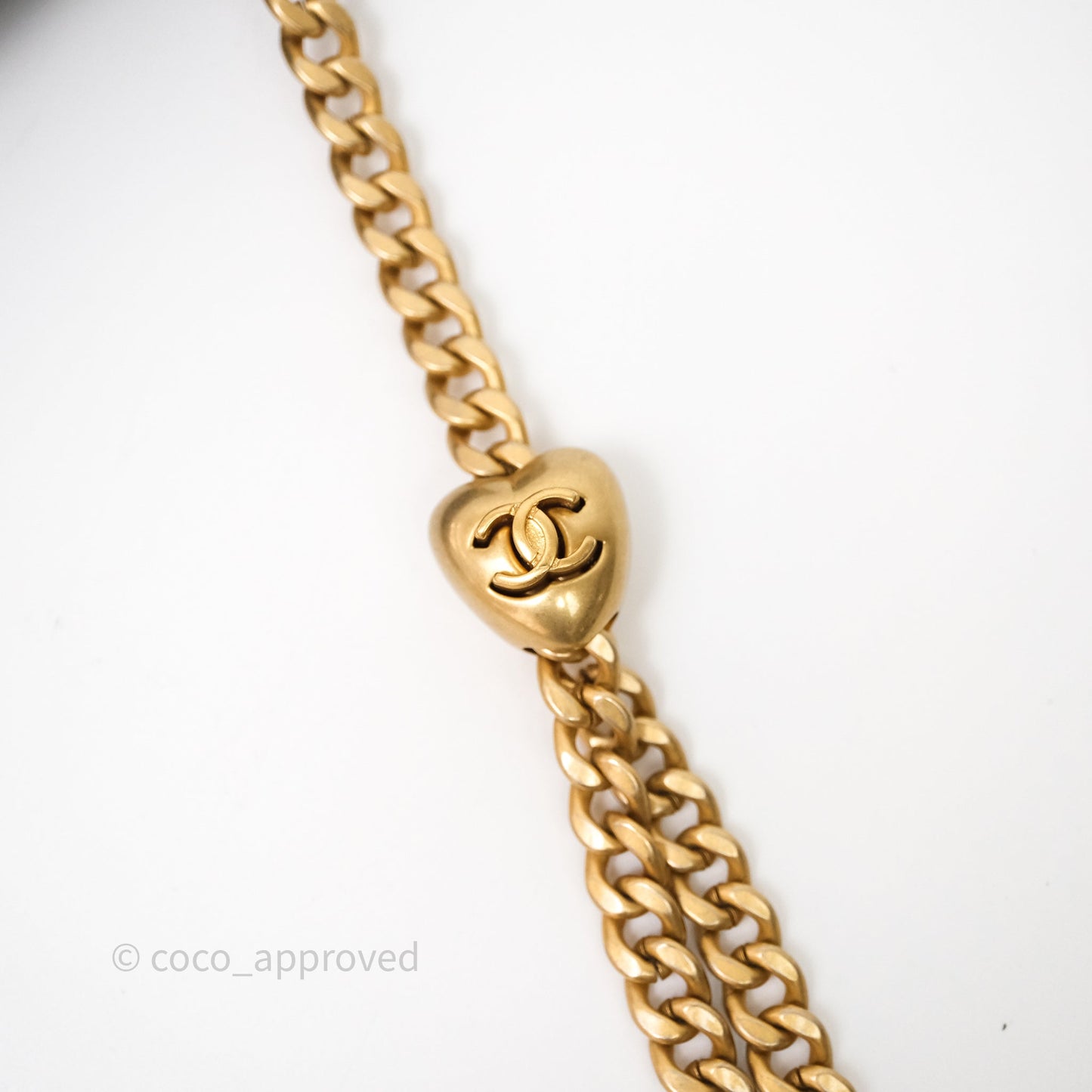 Chanel Mini Flap Bag Heart Adjustable Chain Black Caviar Aged Gold Hardware