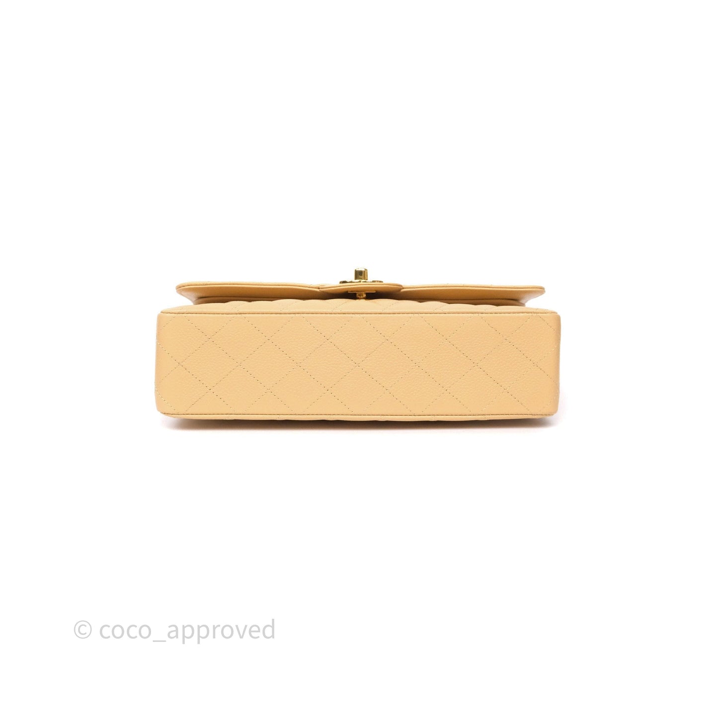 Chanel M/L Medium Classic Flap Quilted Beige Caviar Gold Hardware