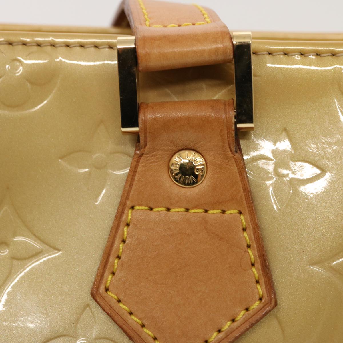 LOUIS VUITTON Monogram Vernis Houston Hand Bag Beige M91004 LV 76626