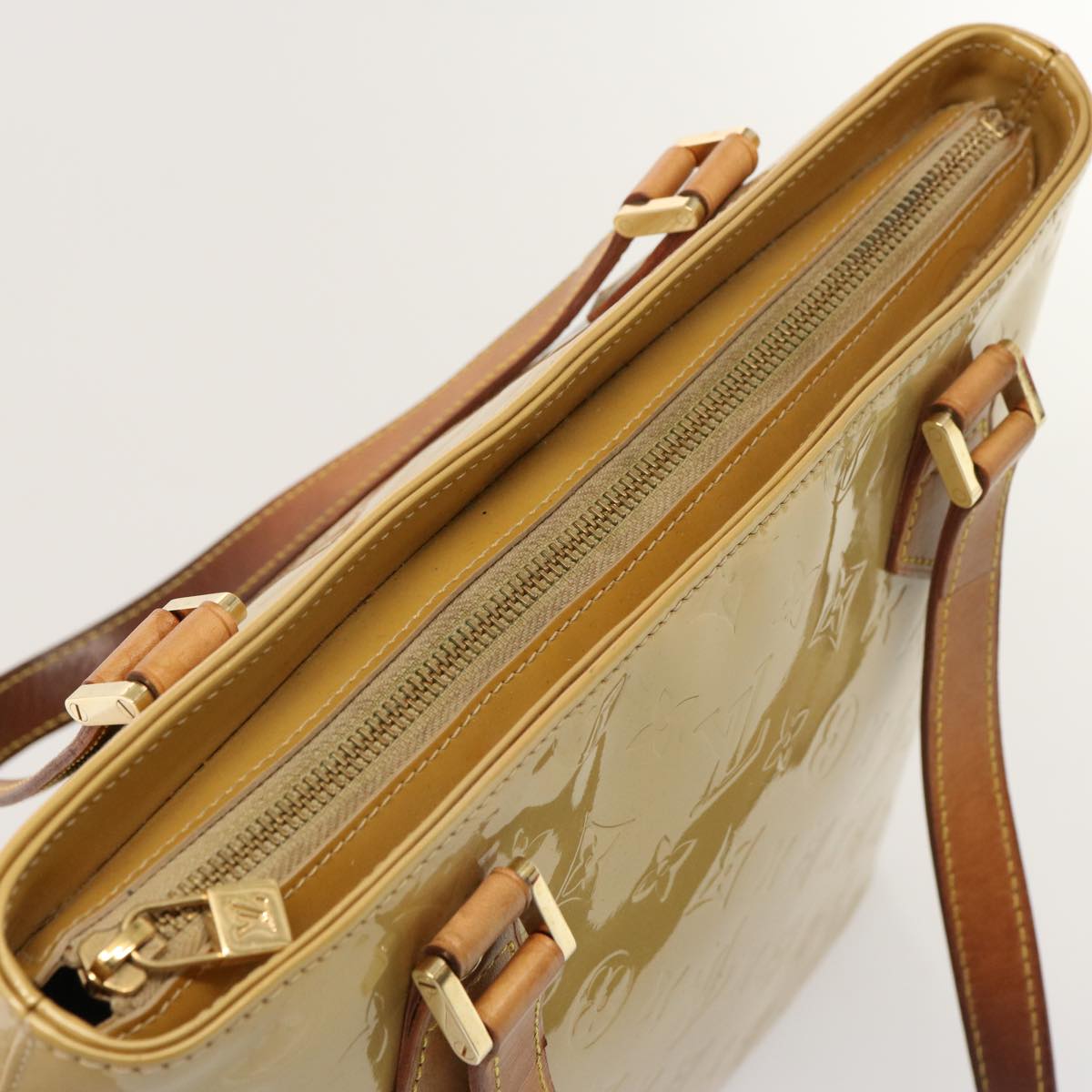 LOUIS VUITTON Monogram Vernis Houston Hand Bag Beige M91004 LV 76626
