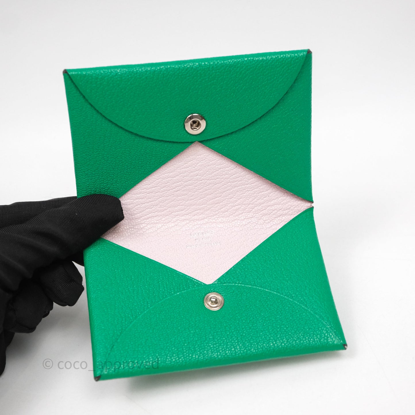 Hermès Calvi Verso Card Holder Vert Mysore