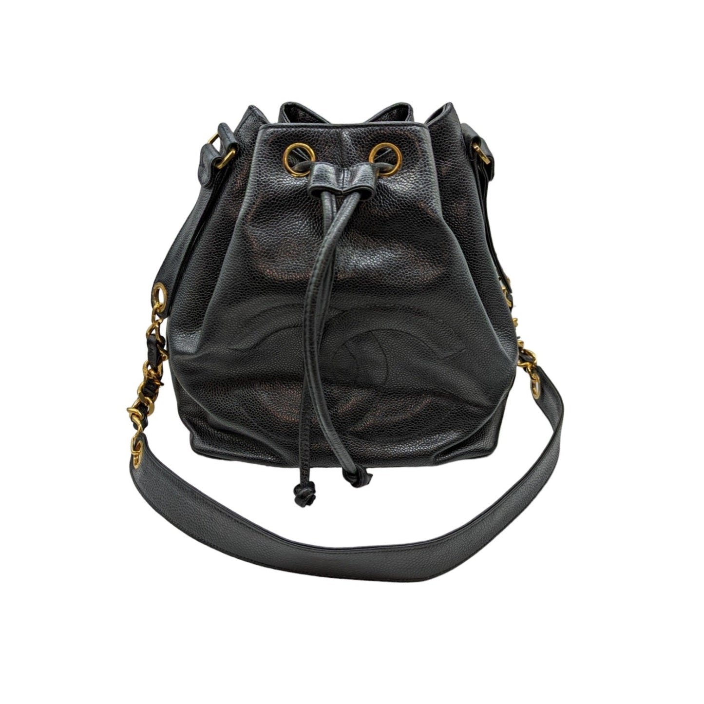 Luxury Chanel Vintage Grained Calfskin Timeless Drawstring Bucket Bag