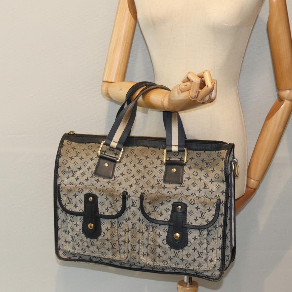 LOUIS VUITTON Monogram Mini Sac Marie Kate 48 Bag Blue M42341 LV 76650