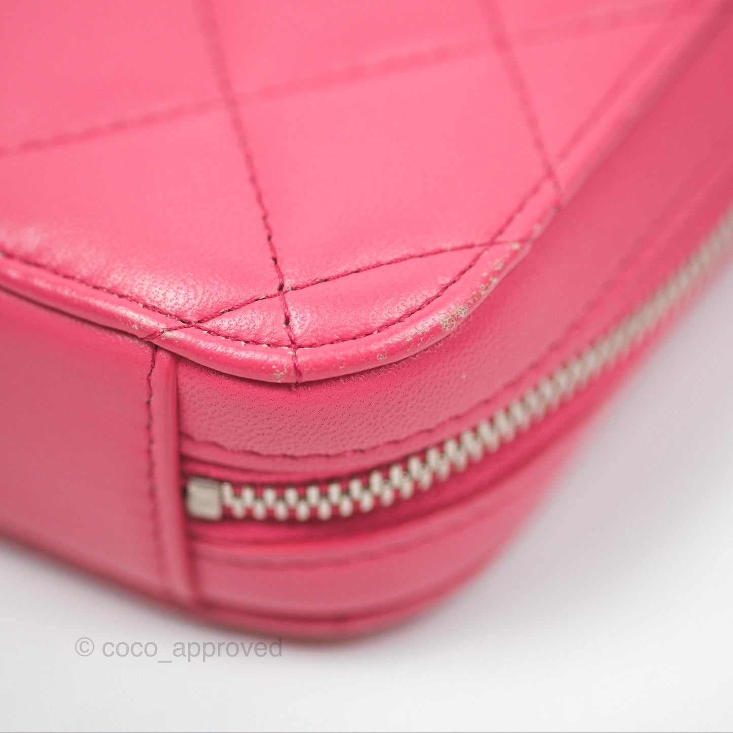 Chanel Quilted Phone Holder Pink Lambskin Silver Hardware