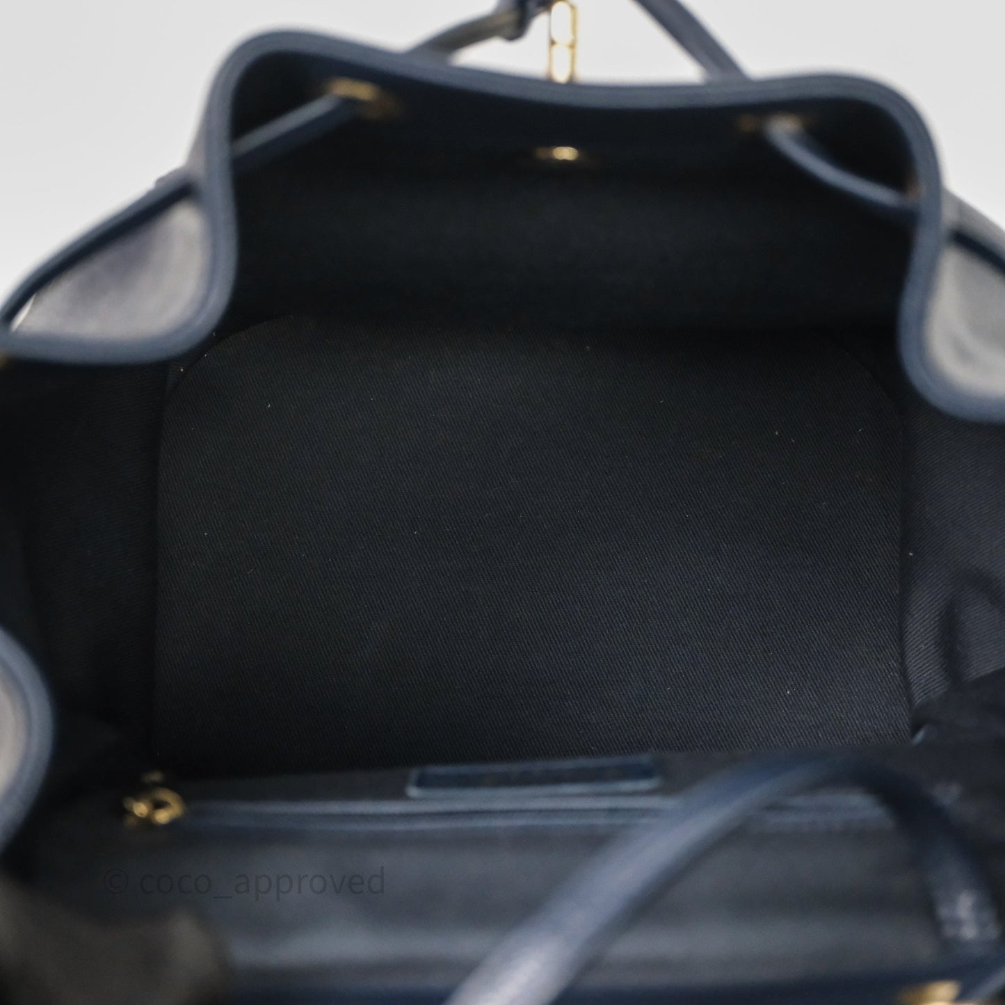 Chanel Quilted Business Affinity Backpack Navy Caviar Light Gold Hardware