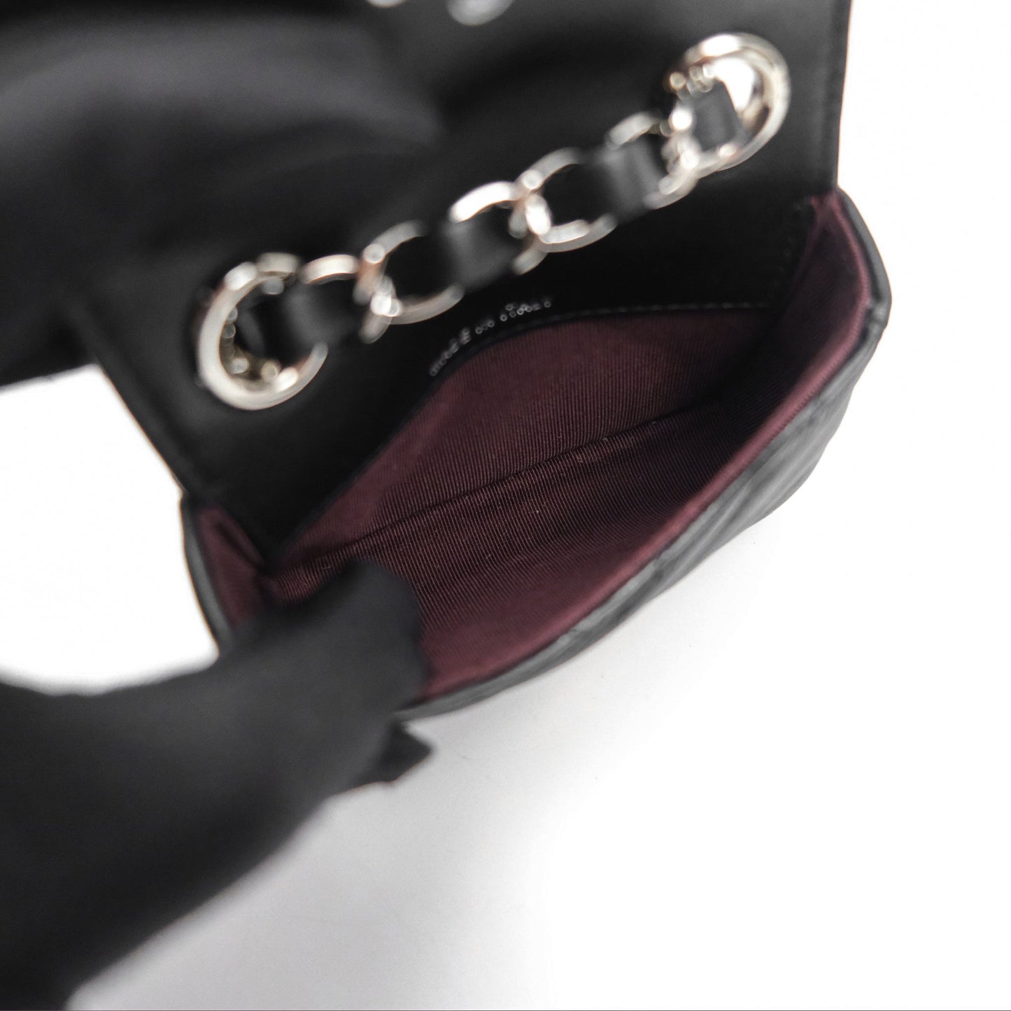 Chanel Mini Card Holder Chain Belt Bag Chevron Black Calfskin Silver Hardware