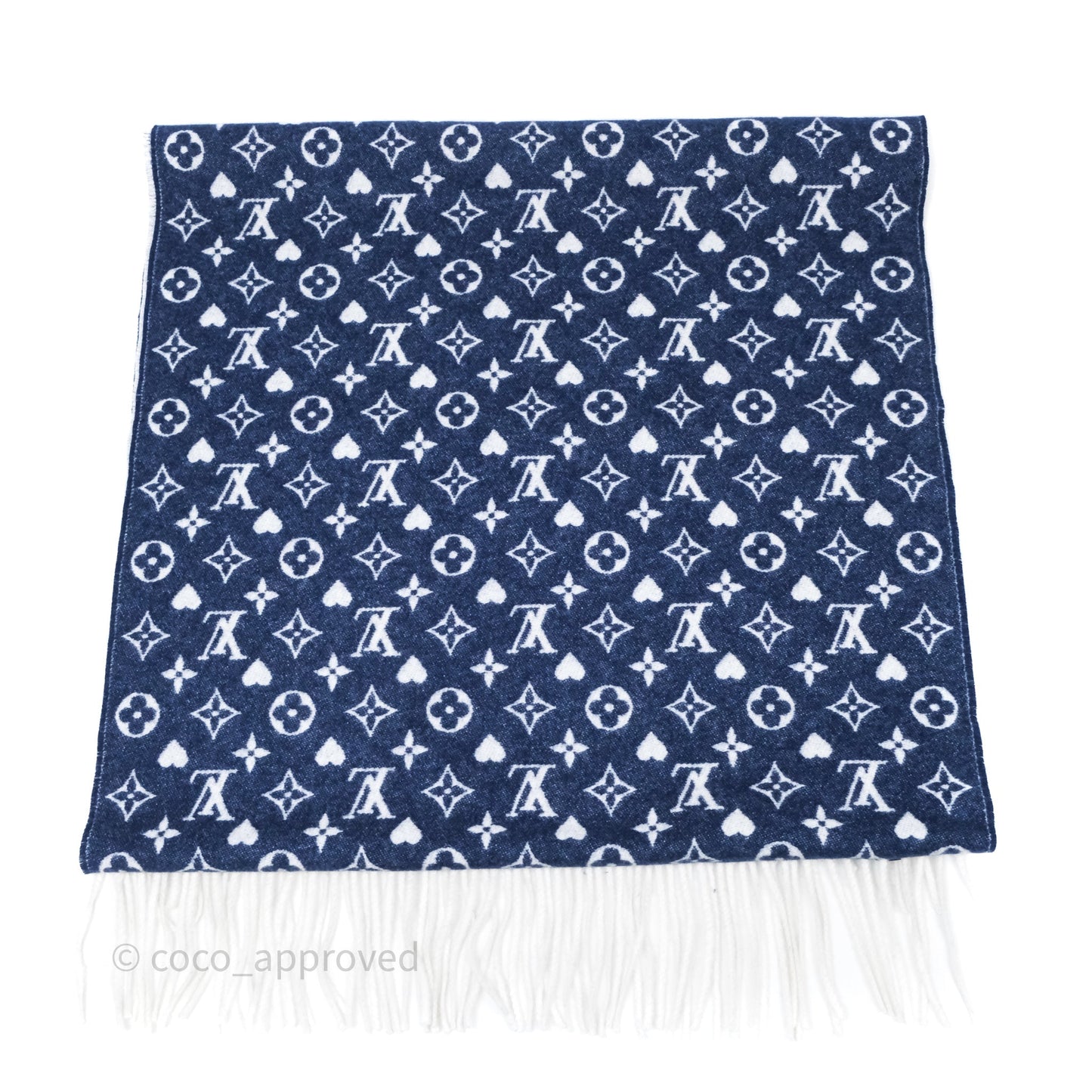 Louis Vuitton Monogram Game On Scarf Wool Blue