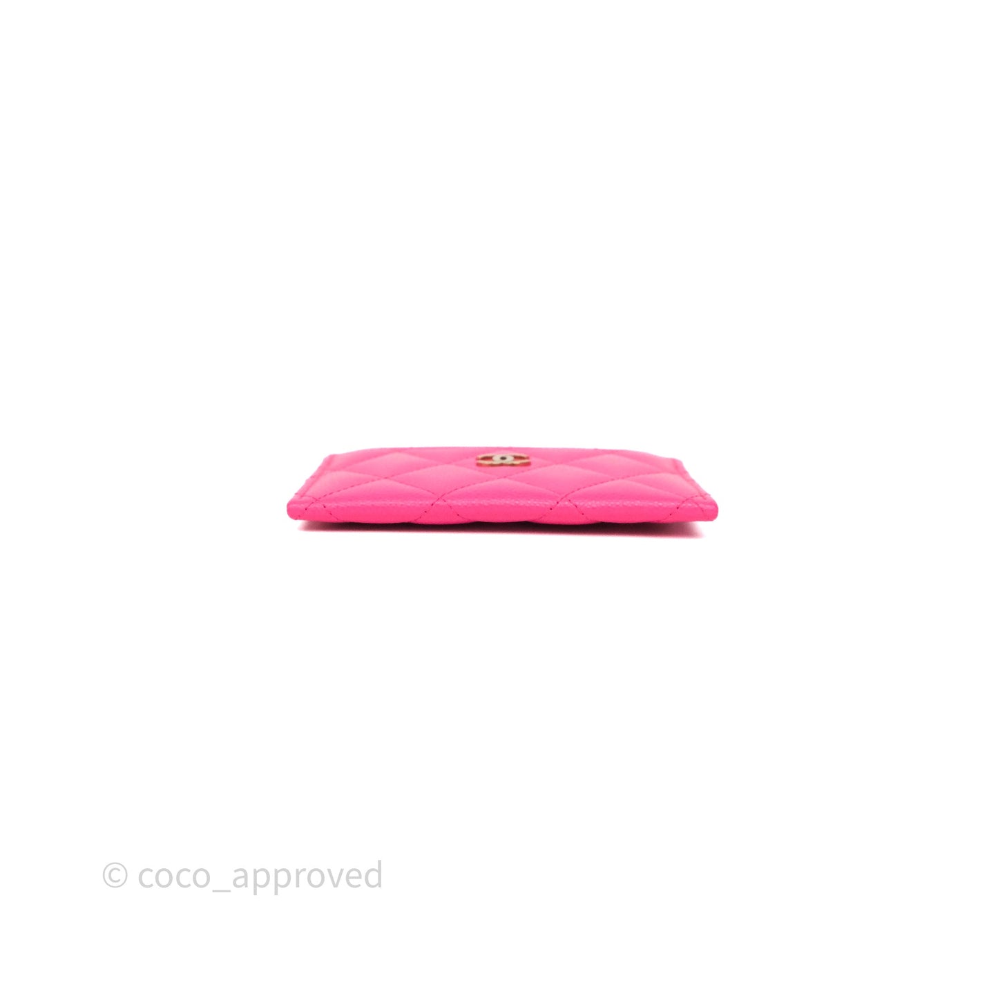 Chanel Classic Flat Card Holder Pink Caviar Gold Hardware