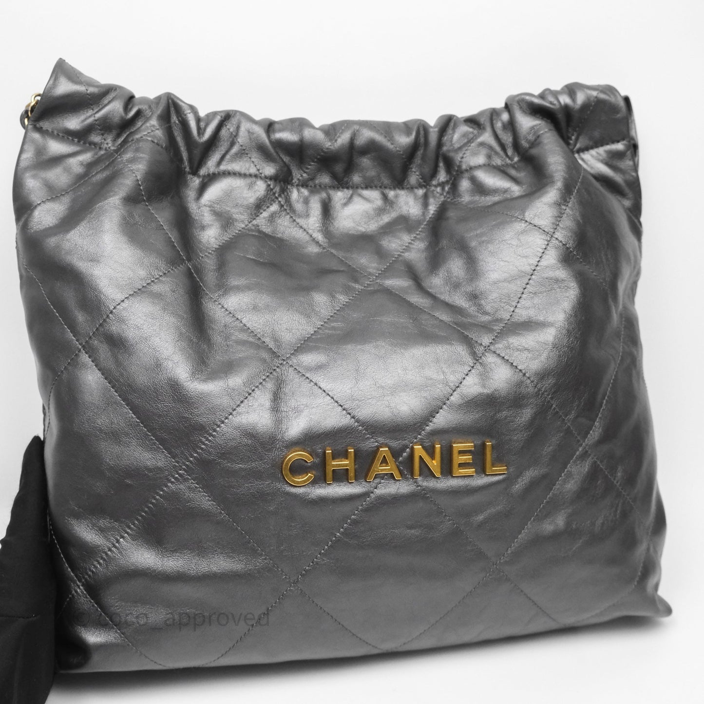 Chanel 22 Bag Medium Dark Grey Calfskin Gold Hardware