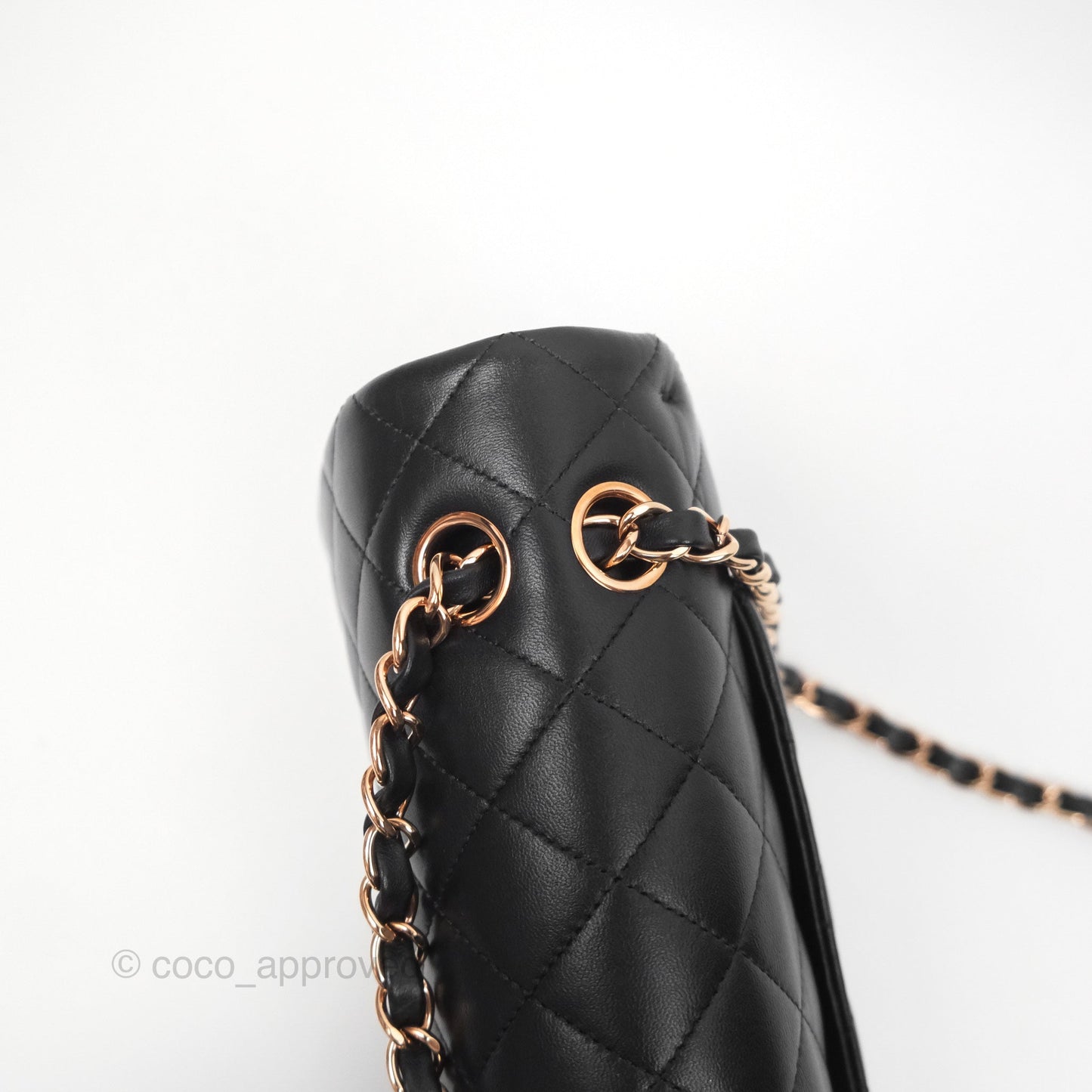 Chanel Classic M/L Medium Flap Quilted Black Lambskin Rose Gold Hardware