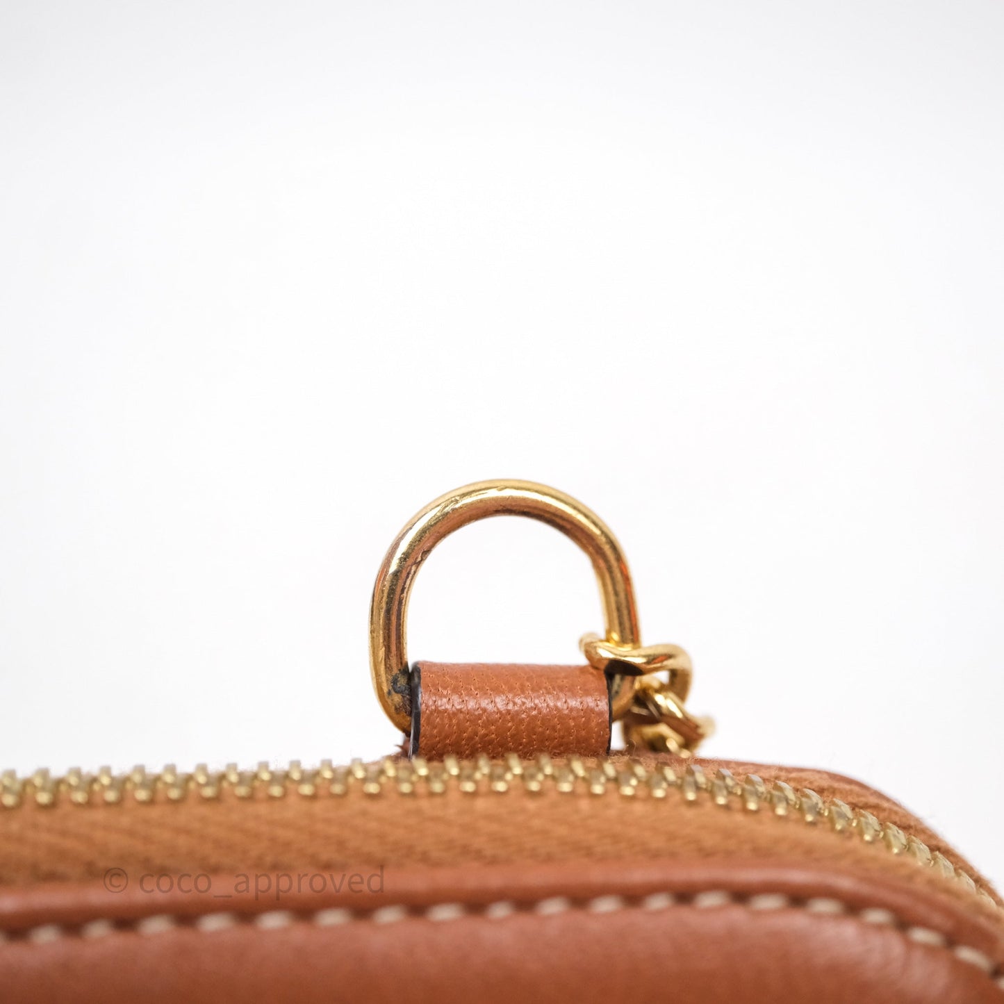 Celine Clutch With Chain Triomphe Canvas Lambskin White/Tan