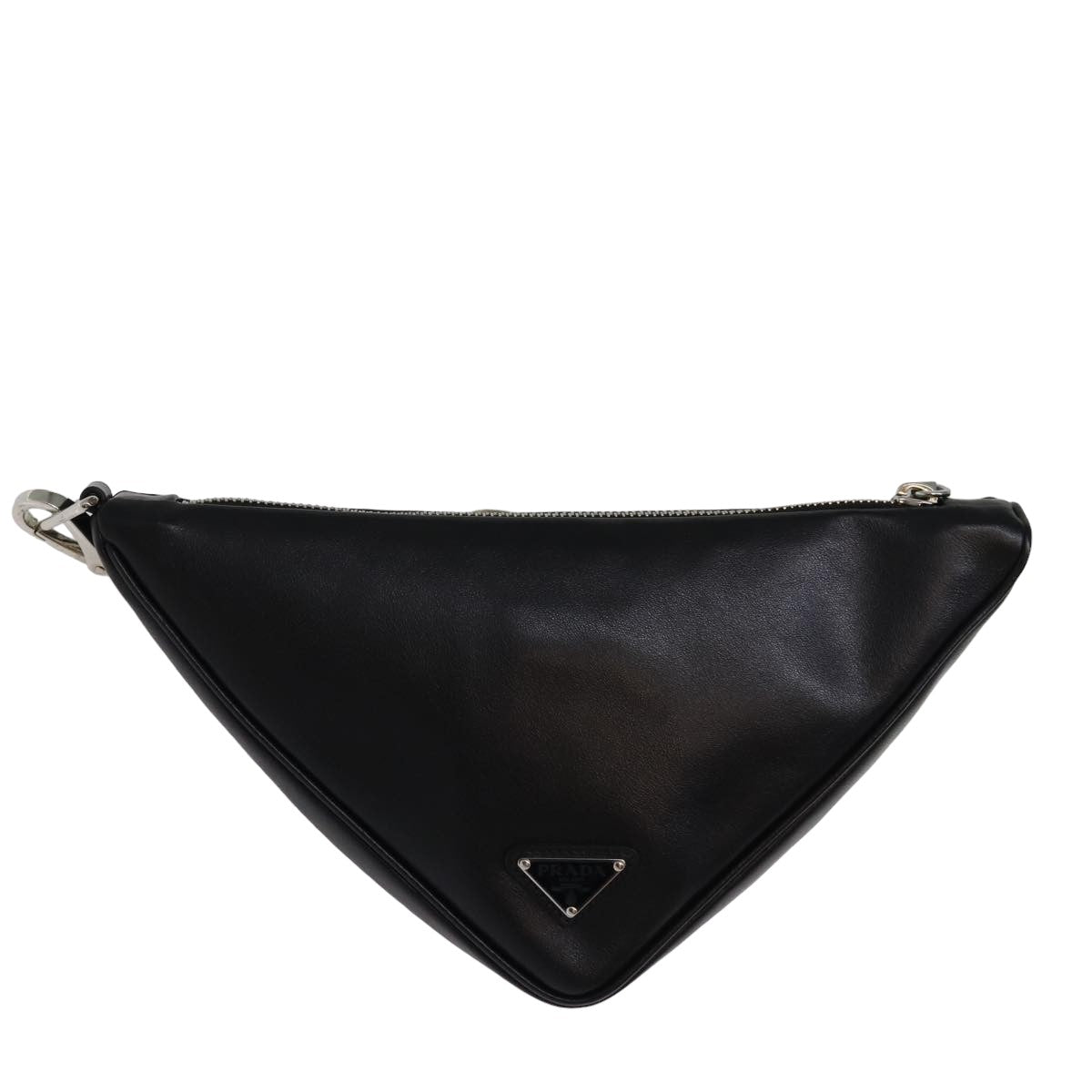 Luxury PradaTriangle Clutch Bag Leather Black 76762A